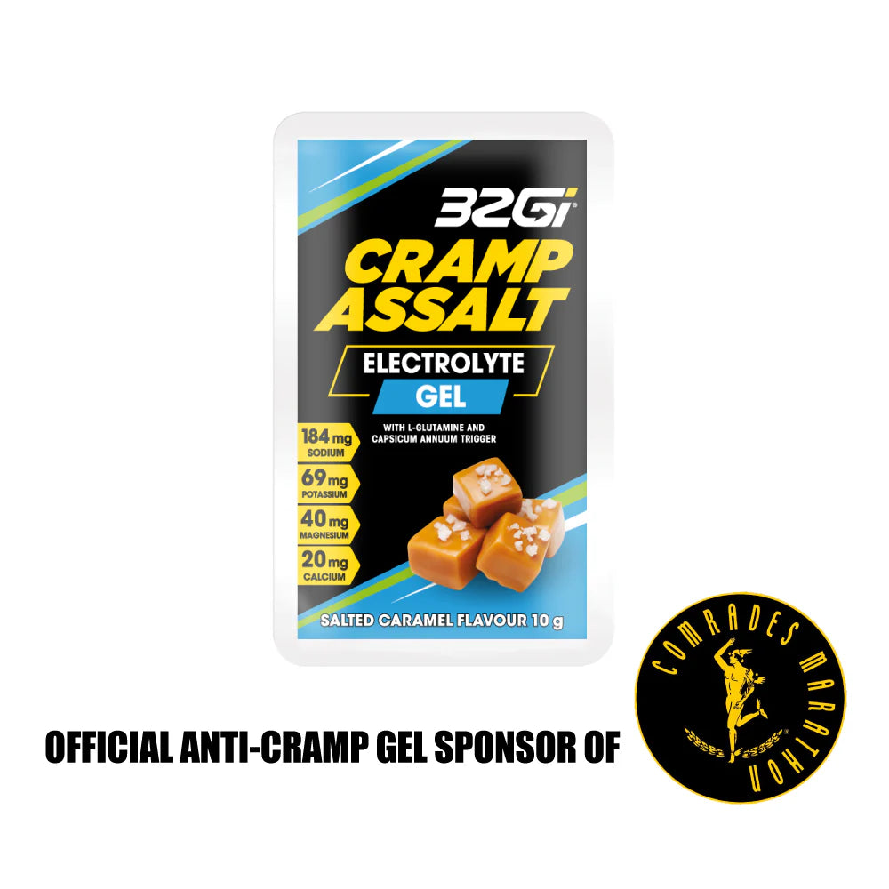 32Gi Cramp Assalt Anti-Cramp & Electrolyte Gel - Durban Runner 10G / Neutral