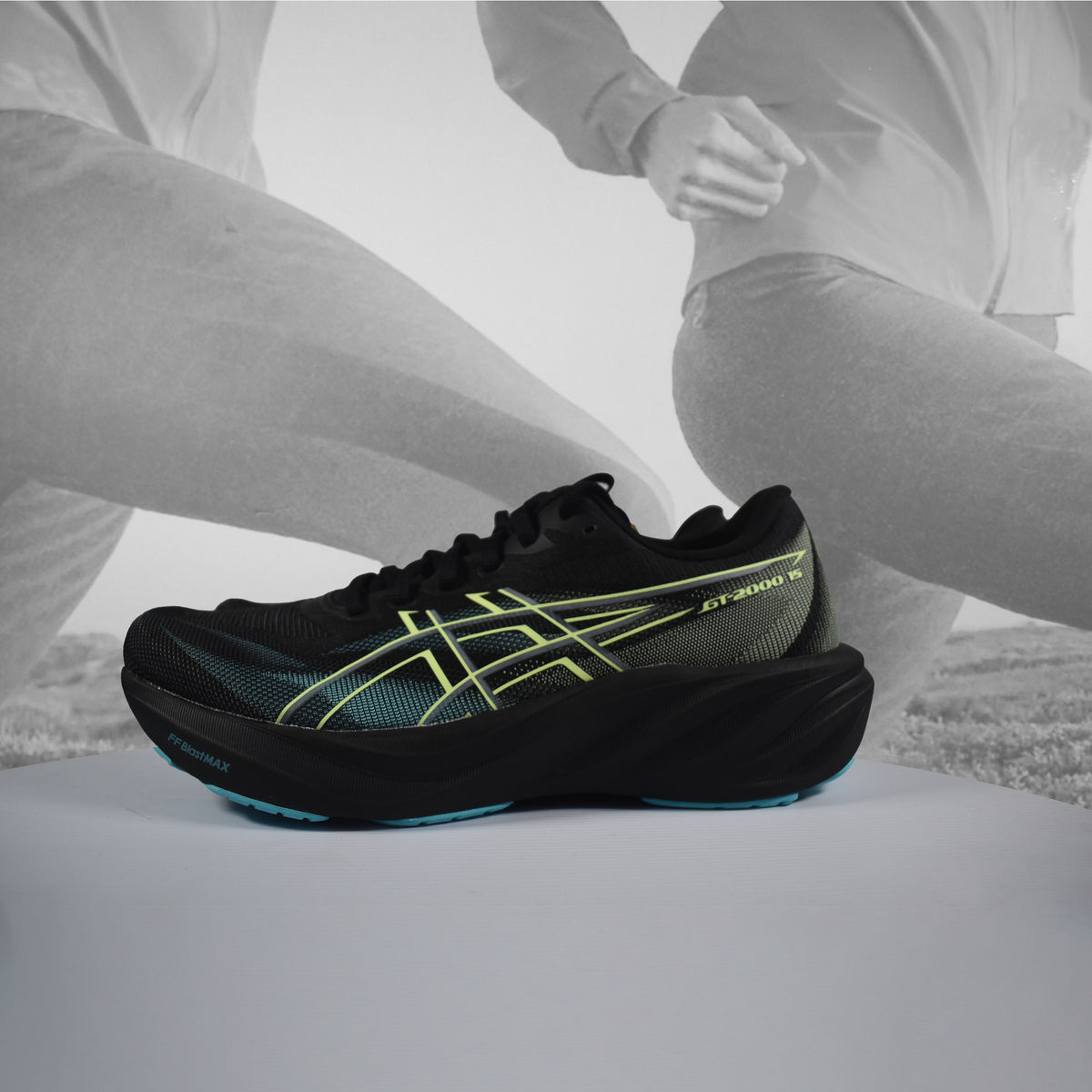 Asics GT-2000 15 Men's Stability Running Shoe, Black/Energy Aqua, available at Durban Runner