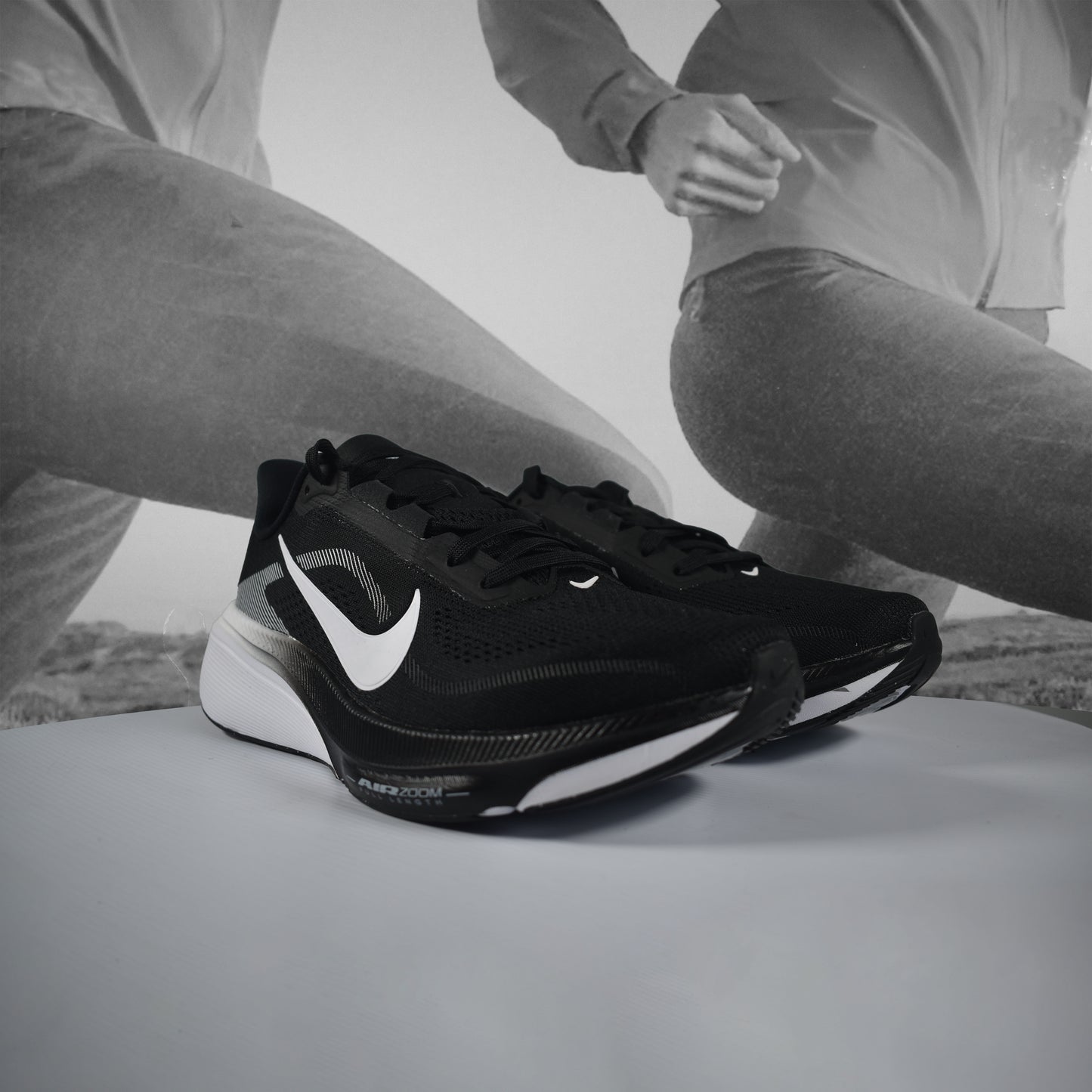 Nike Air Zoom Pegasus 42 Wide Mens Running Shoes - Durban Runner BLACK/WHITE/PHOTON DUST / 6