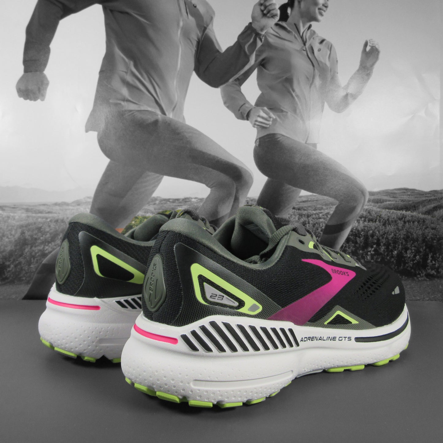 Brooks Adrenaline Gts 23 Wide Womens Running Shoes - Durban Runner 5.5 / Black/Gunmetal/Sharp Green