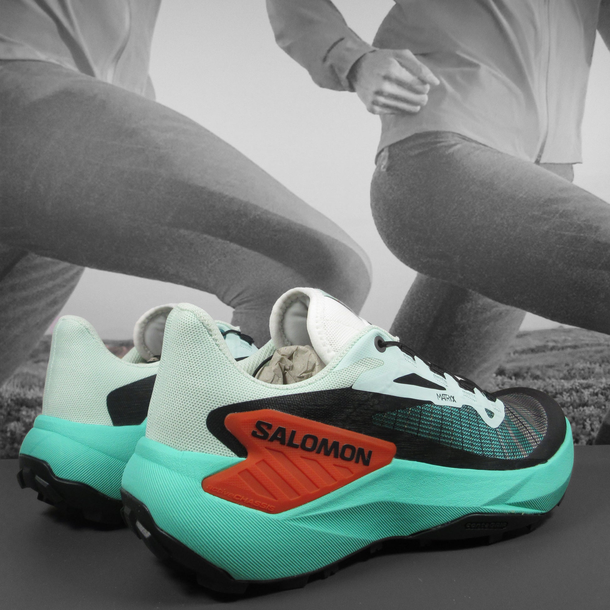 Salomon Genesis Womens Trail Running Shoes - Durban Runner 5.5 / Bay/Electric Green/Cherry Tomato