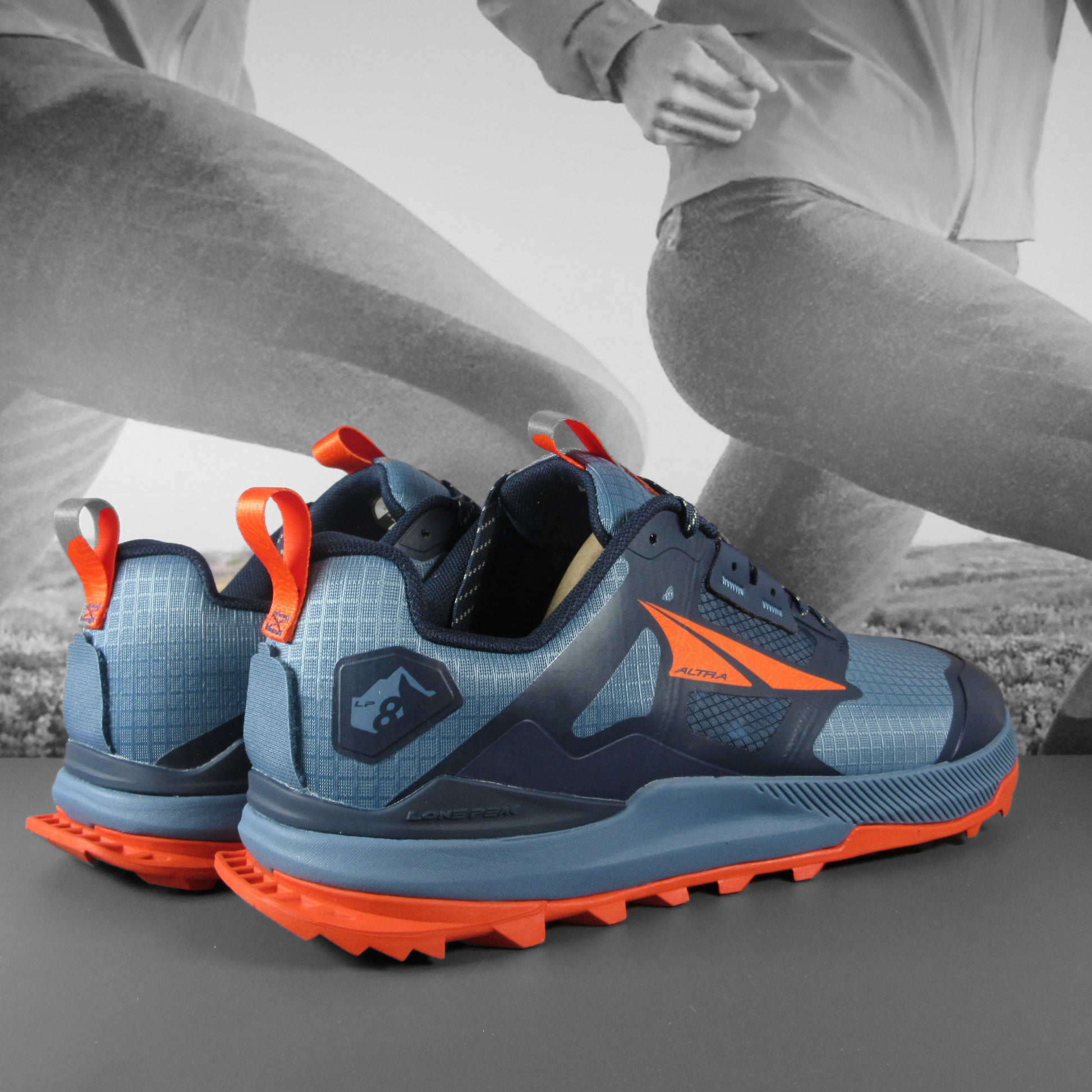 Altra Lone Peak 8 Mens Trail Running Shoe - Durban Runner 8 / BLUE/ORANGE