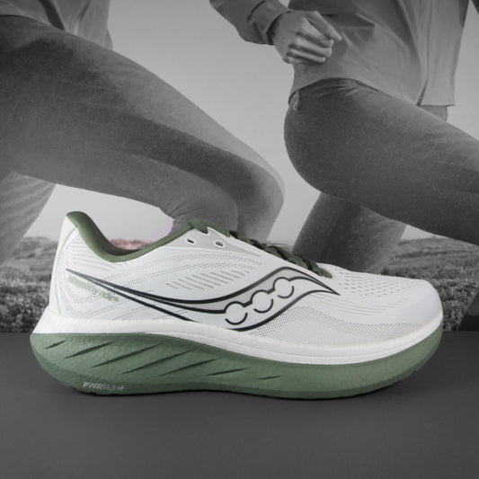 Saucony Ride 18 Mens Running Shoe - Durban Runner 7.5 / wht/oliv
