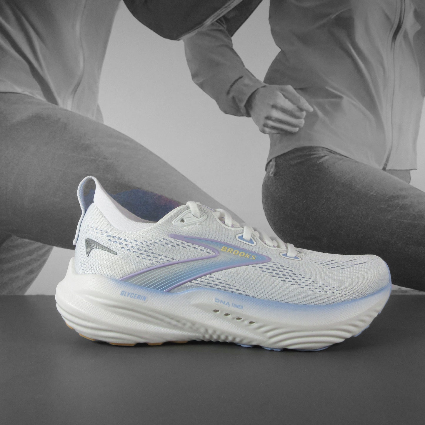 Brooks Glycerin 22 Womens Running Shoe - Durban Runner 4.5 / WHITE/BLUE HERON