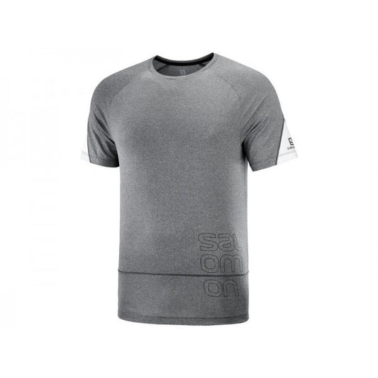 Salomon Mens Short Sleeve T-Shirt - Durban Runner S / Grey White
