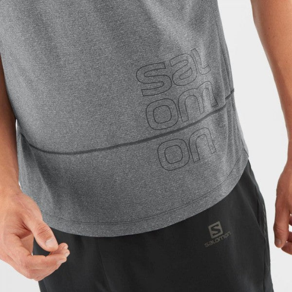 Salomon Mens Short Sleeve T-Shirt - Durban Runner S / Grey White