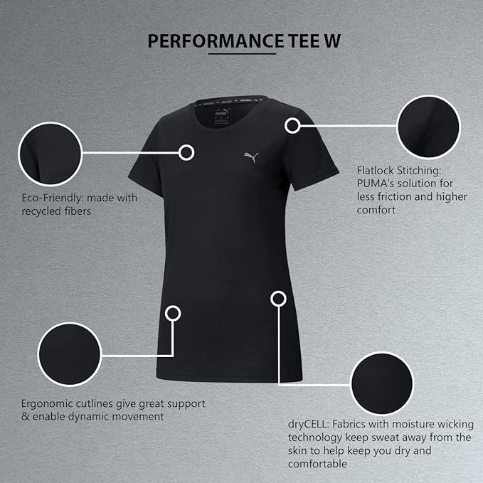 Puma Women's Performance Tee W Tee - Durban Runner S / Black