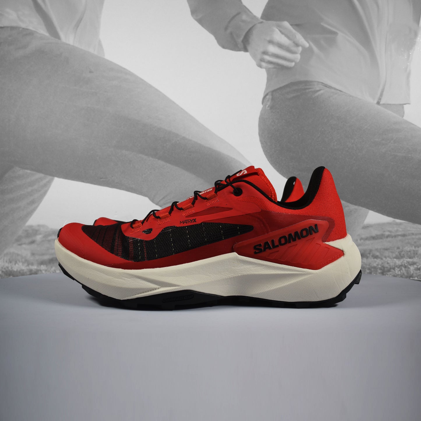 Salomon Genesis Mens Trail Running Shoes - Durban Runner UK7 / Fiery Red/Lava Falls/Black