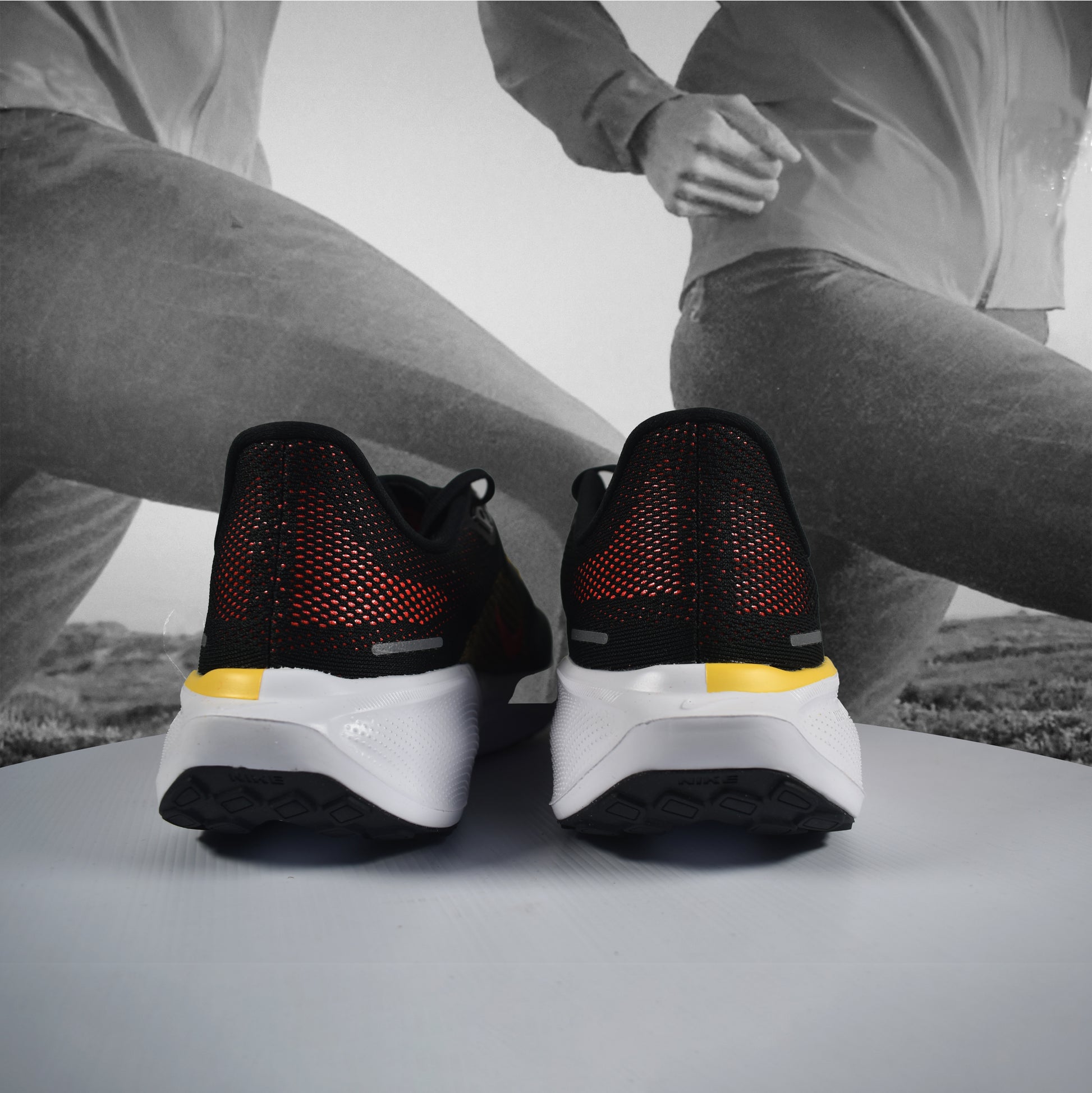 Nike Air Zoom Pegasus 41 Mens Road Running Shoes - Durban Runner 7.5 / Black/Bright Crimson-Topaz Gold