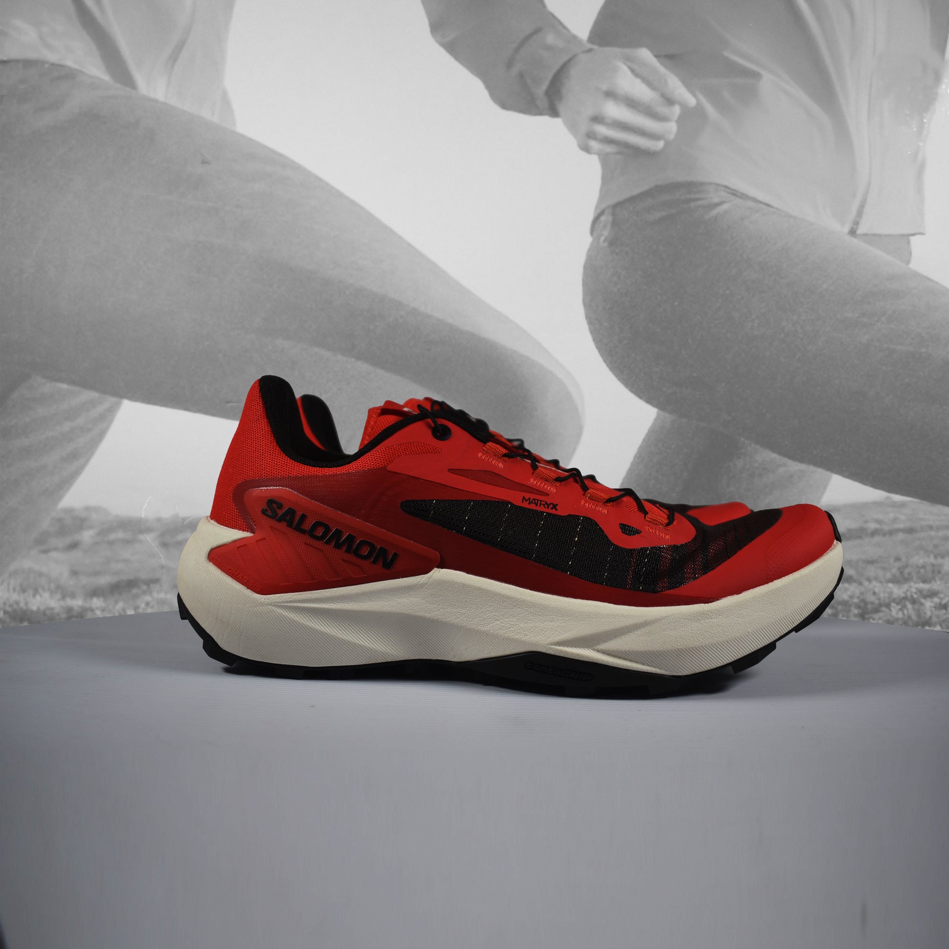 Salomon Genesis Mens Trail Running Shoes - Durban Runner UK7 / Fiery Red/Lava Falls/Black