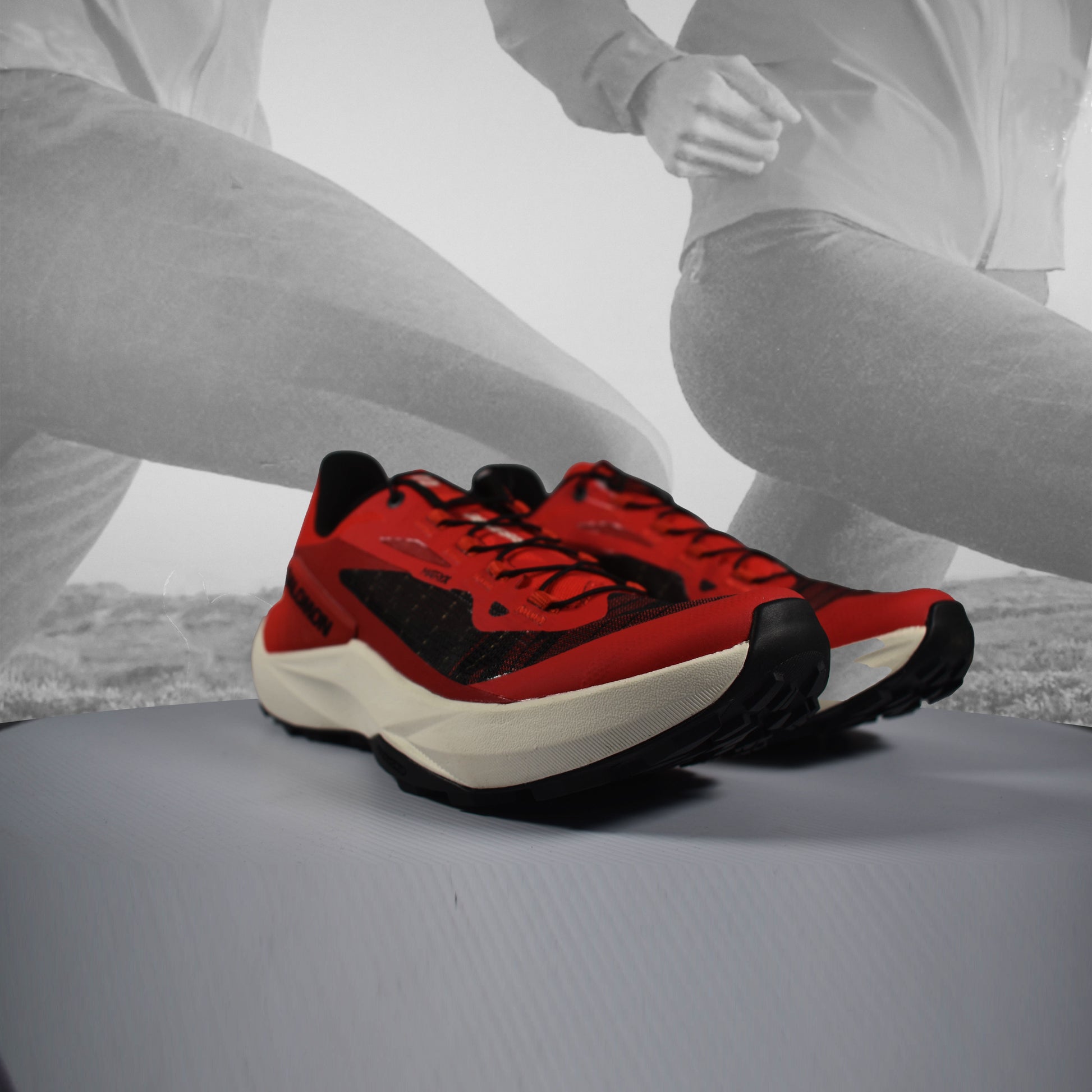Salomon Genesis Mens Trail Running Shoes - Durban Runner UK7 / Fiery Red/Lava Falls/Black