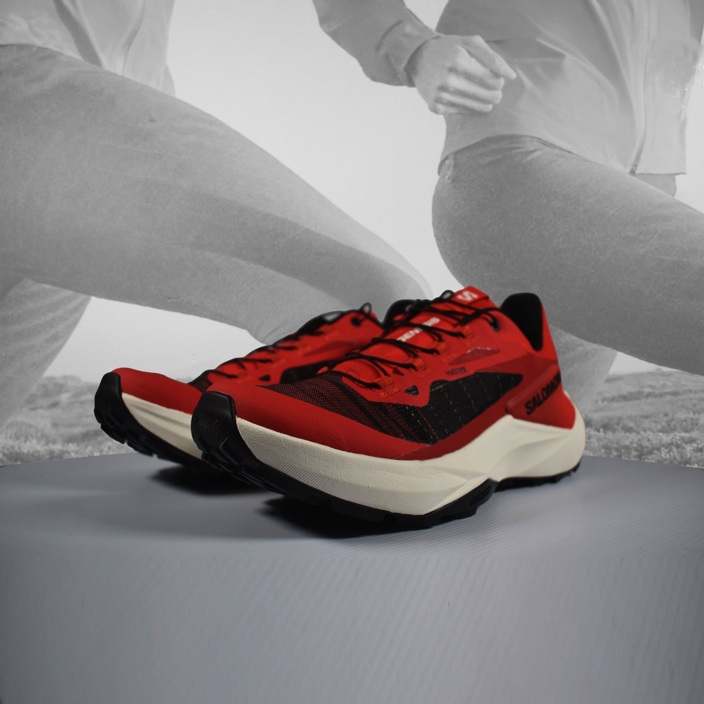 Salomon Genesis Mens Trail Running Shoes - Durban Runner UK7 / Fiery Red/Lava Falls/Black