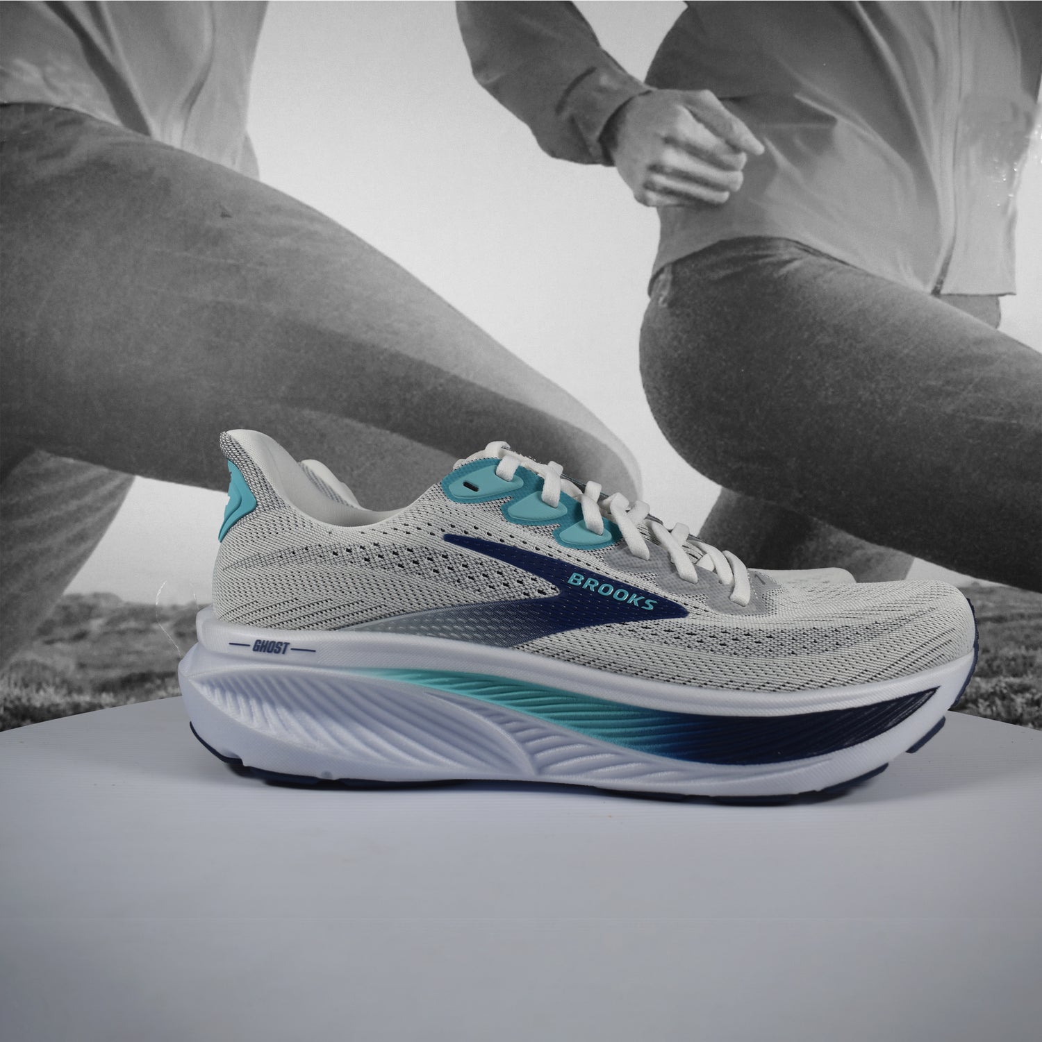 Brooks Ghost 17 Mens Running Shoes - Durban Runner 7 / White/Beacon Blue/Ipanema