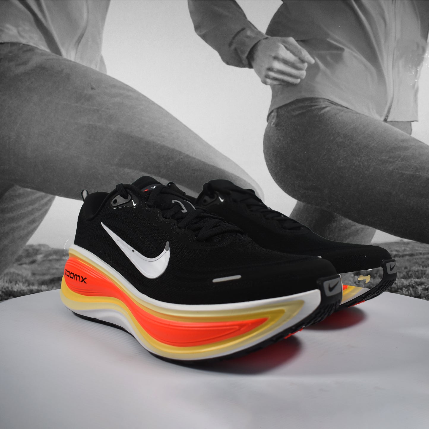 Nike Vomero Plus Men's Road Running Shoes - Durban Runner 7 / Black/White-Bright Crimson-Sail