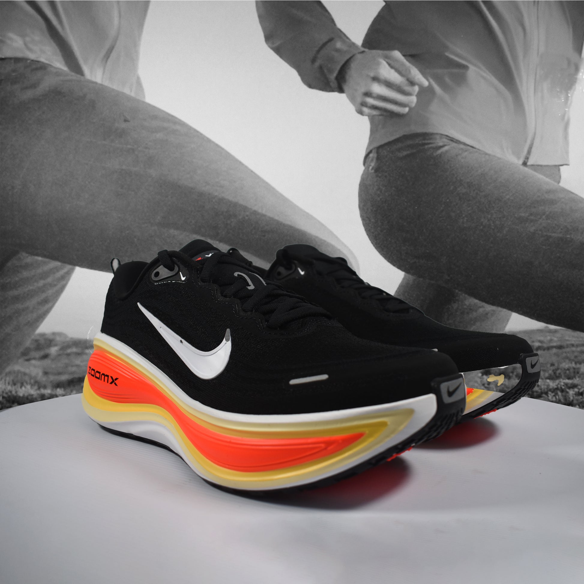 Nike Vomero Plus Men's Road Running Shoes - Durban Runner 7 / Black/White-Bright Crimson-Sail