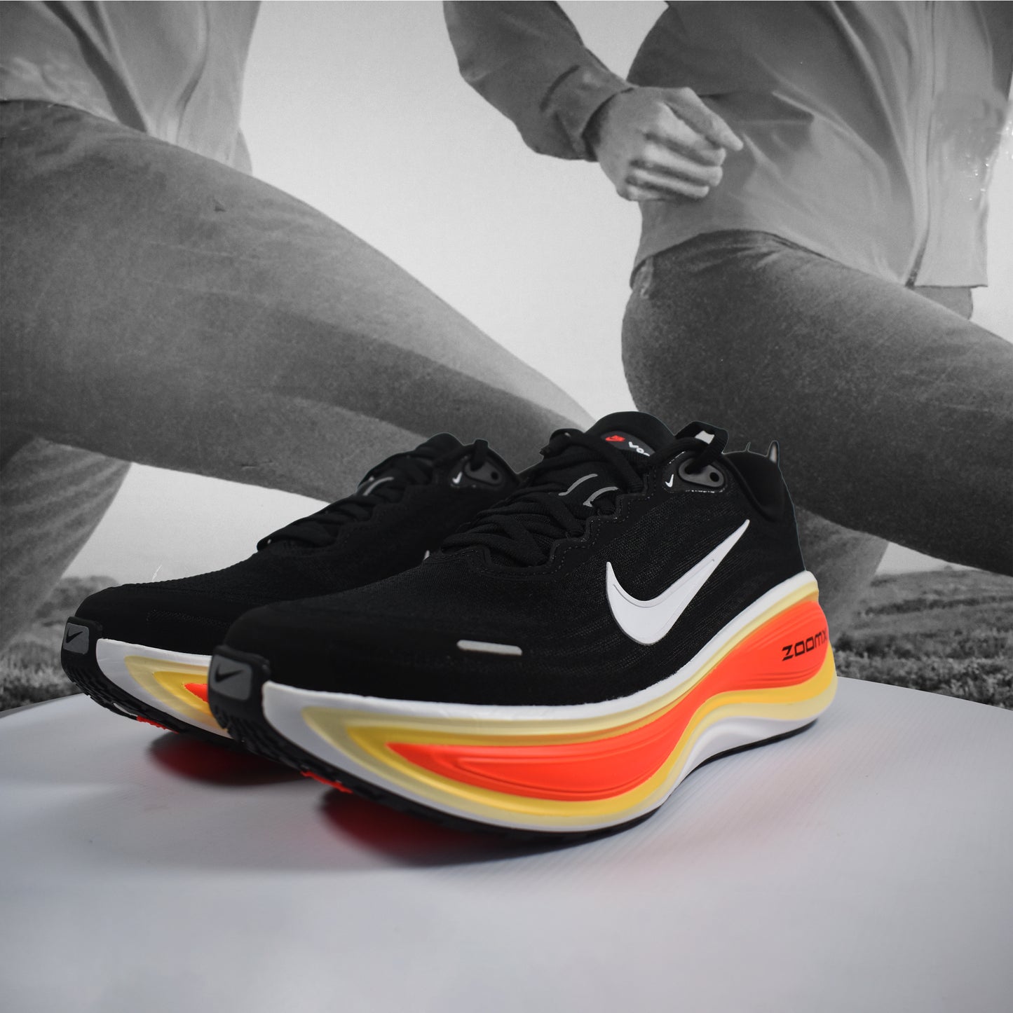 Nike Vomero Plus Men's Road Running Shoes - Durban Runner 7 / Black/White-Bright Crimson-Sail