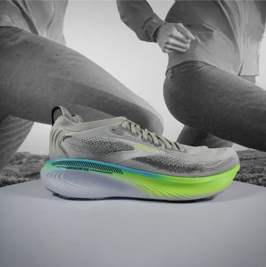 Brooks Adrenaline GTS 25 Mens Running Shoes - Durban Runner 7 / Oyster/Green Gecko/Blue