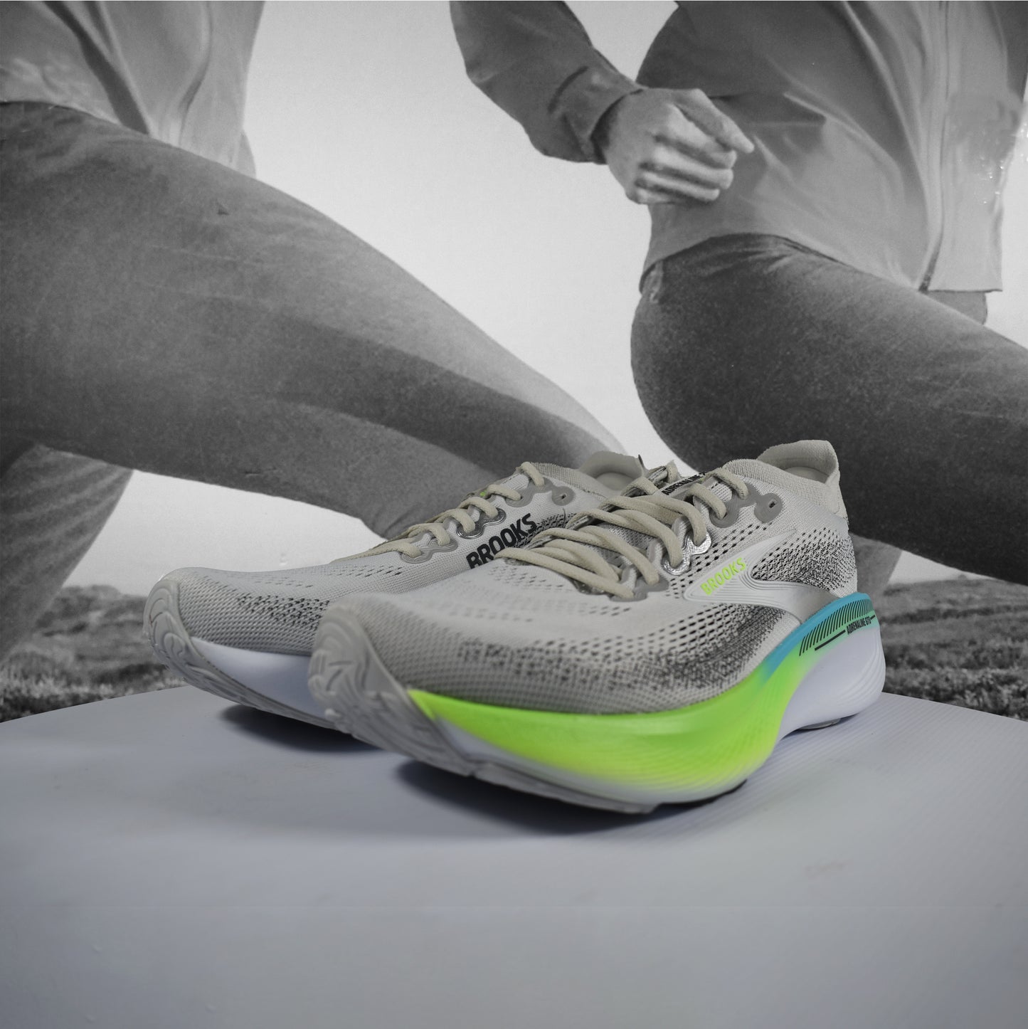 Brooks Adrenaline GTS 25 Mens Running Shoes - Durban Runner 7 / Oyster/Green Gecko/Blue