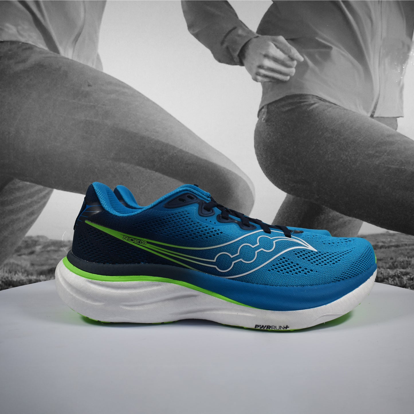 Saucony Ride 19 Mens Running Shoes - Durban Runner 7 / COBALT/SLIME