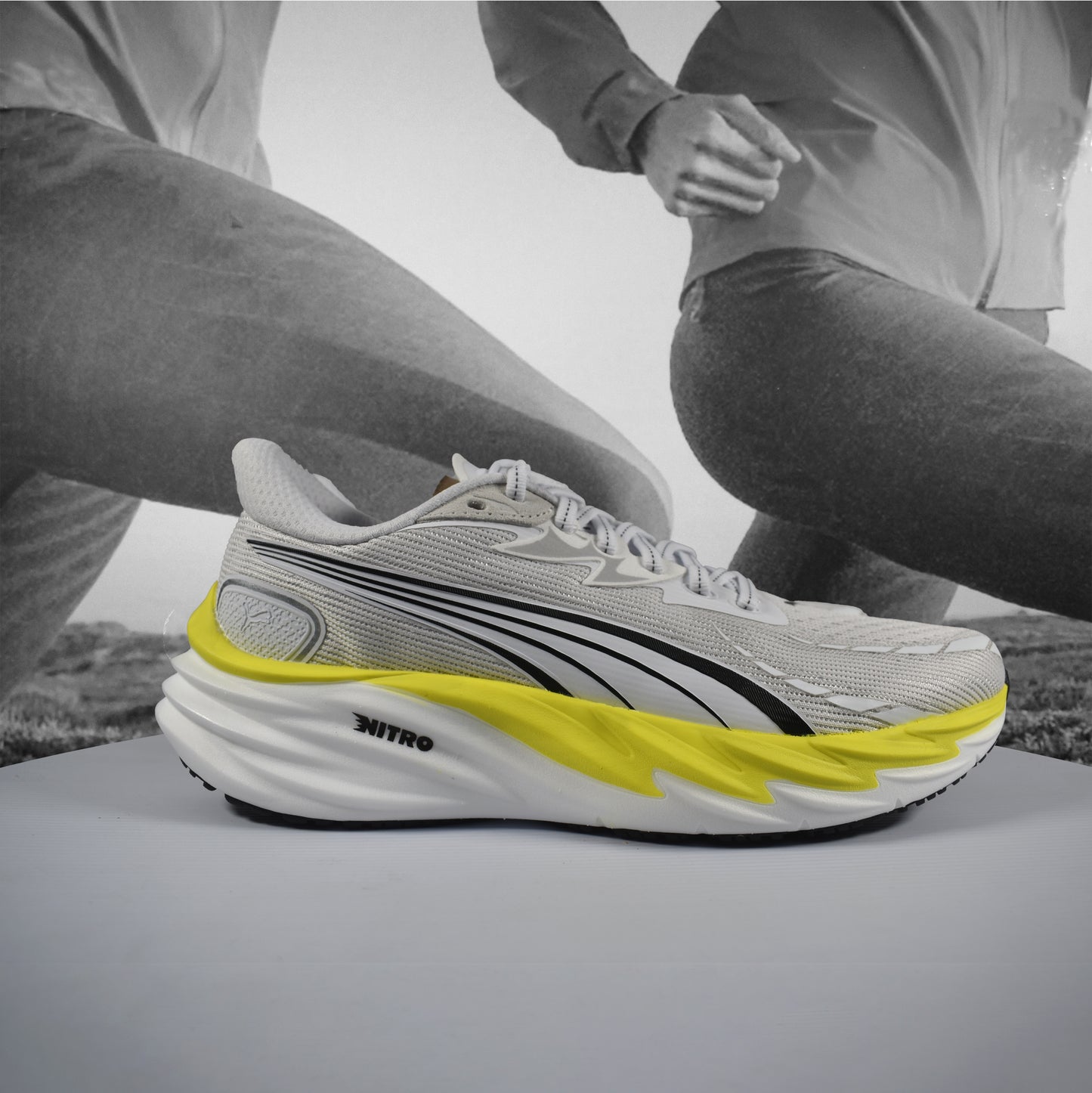 Puma Velocity NITRO 4 Mens Road Running Shoes - Durban Runner 7.5 / Puma White-Lux Lime