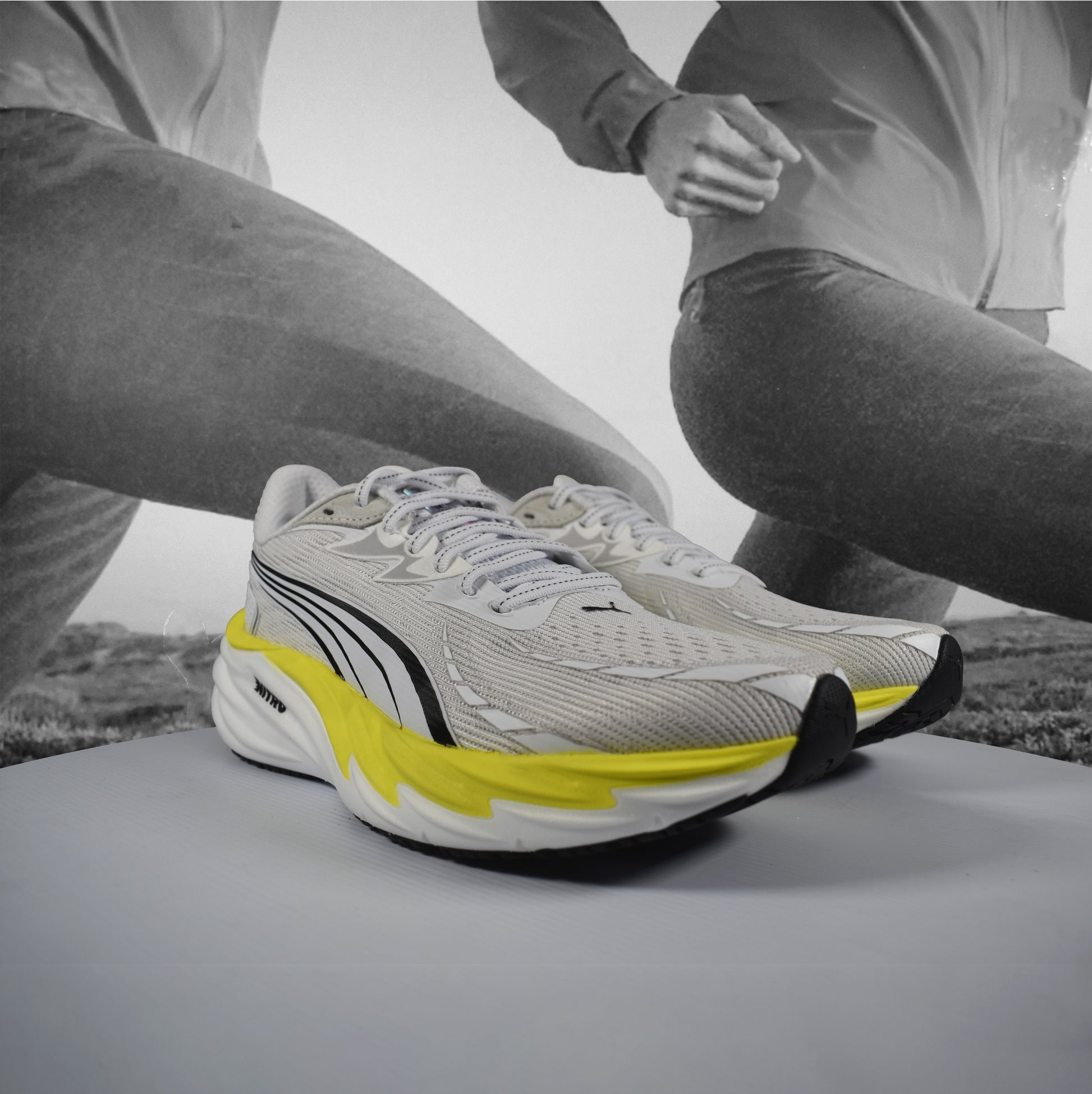 Puma Velocity NITRO 4 Mens Road Running Shoes - Durban Runner 7.5 / Puma White-Lux Lime