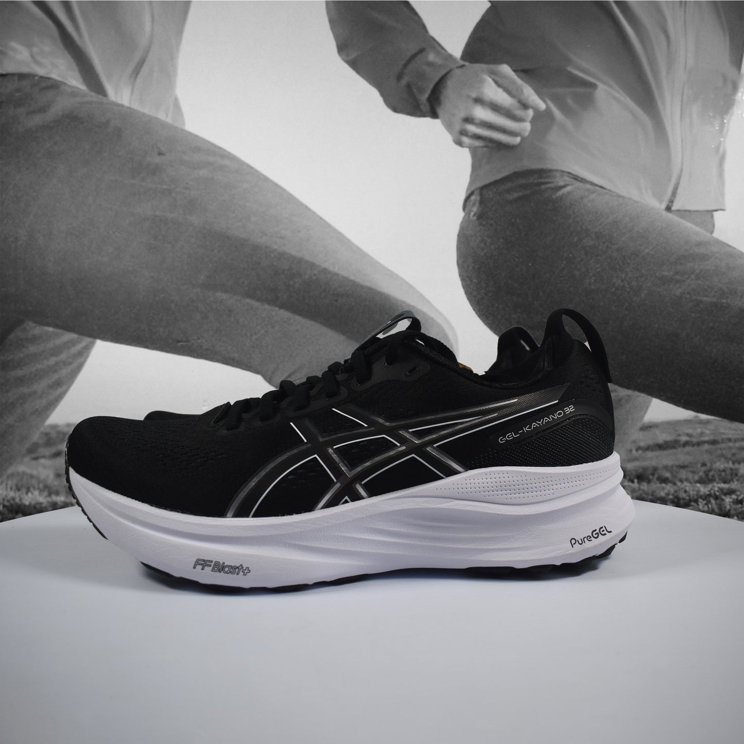 Asics GEL-KANAYO 32 Wide 2E Mens Road Running Shoes - Durban Runner 7 / Black/White