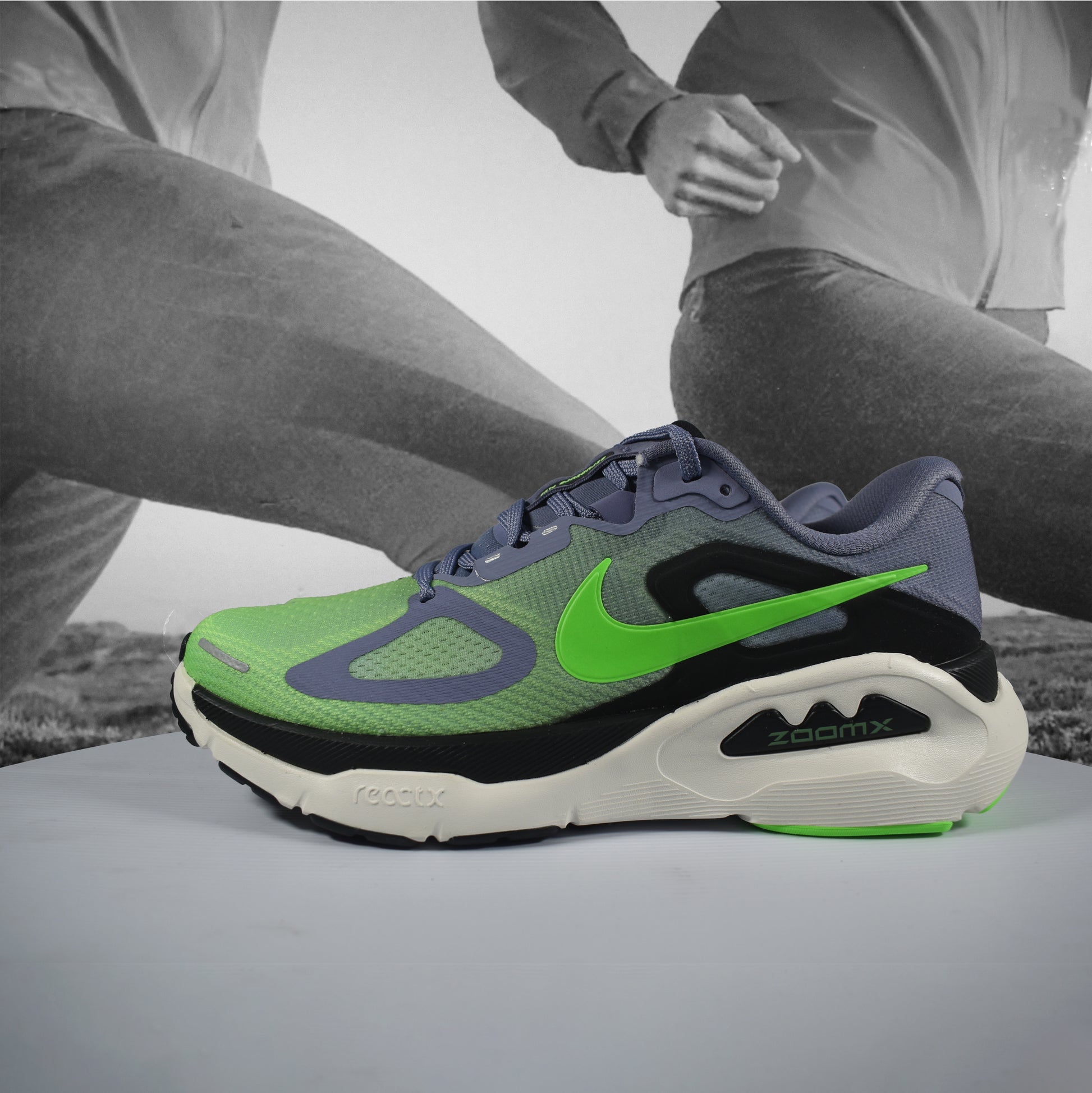 Nike Structure Plus Mens Road Running Shoes - Durban Runner 7.5 / Iron Purple/Voltage Green-Off Noir-Sail