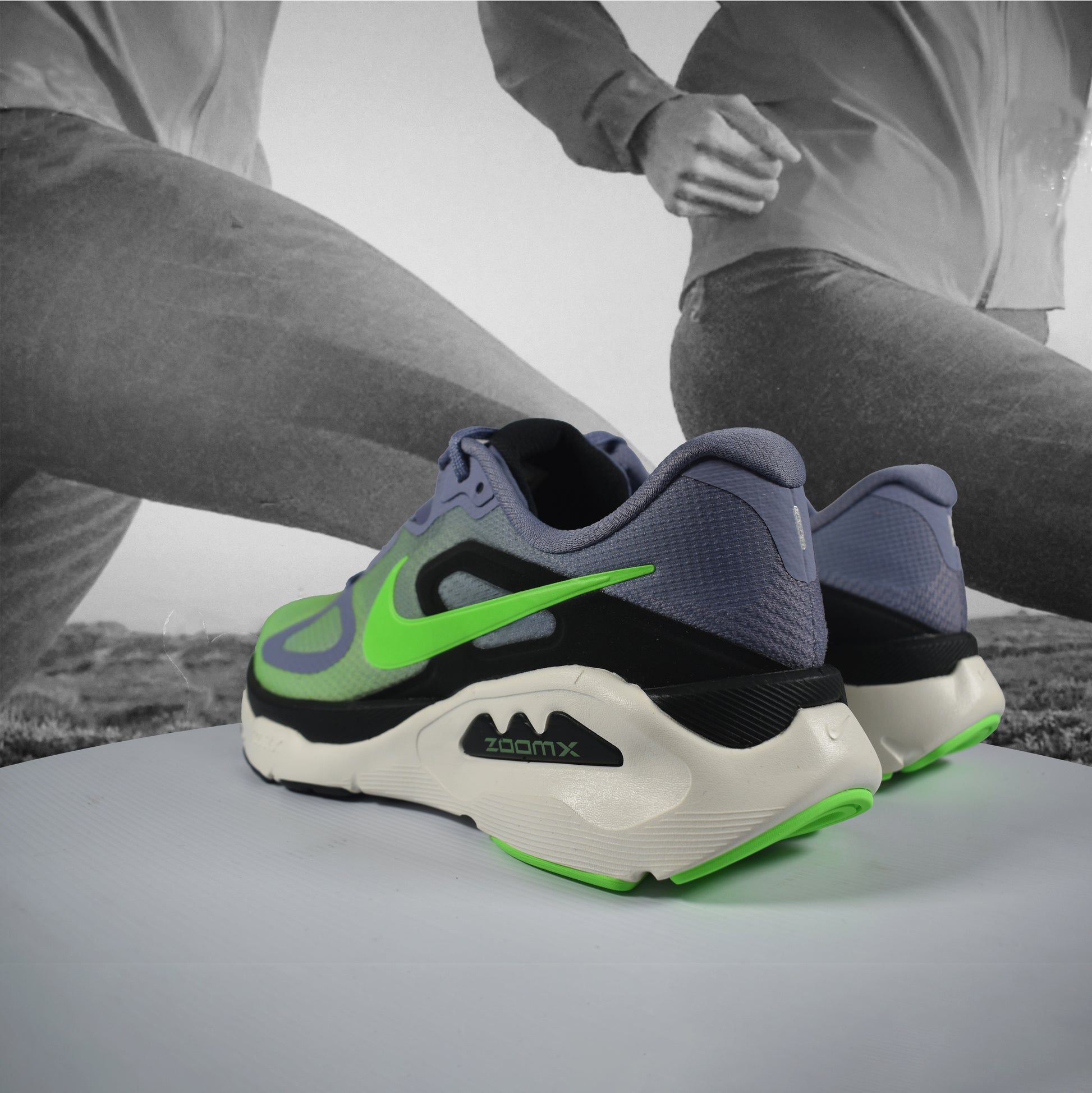 Nike Structure Plus Mens Road Running Shoes - Durban Runner 7.5 / Iron Purple/Voltage Green-Off Noir-Sail