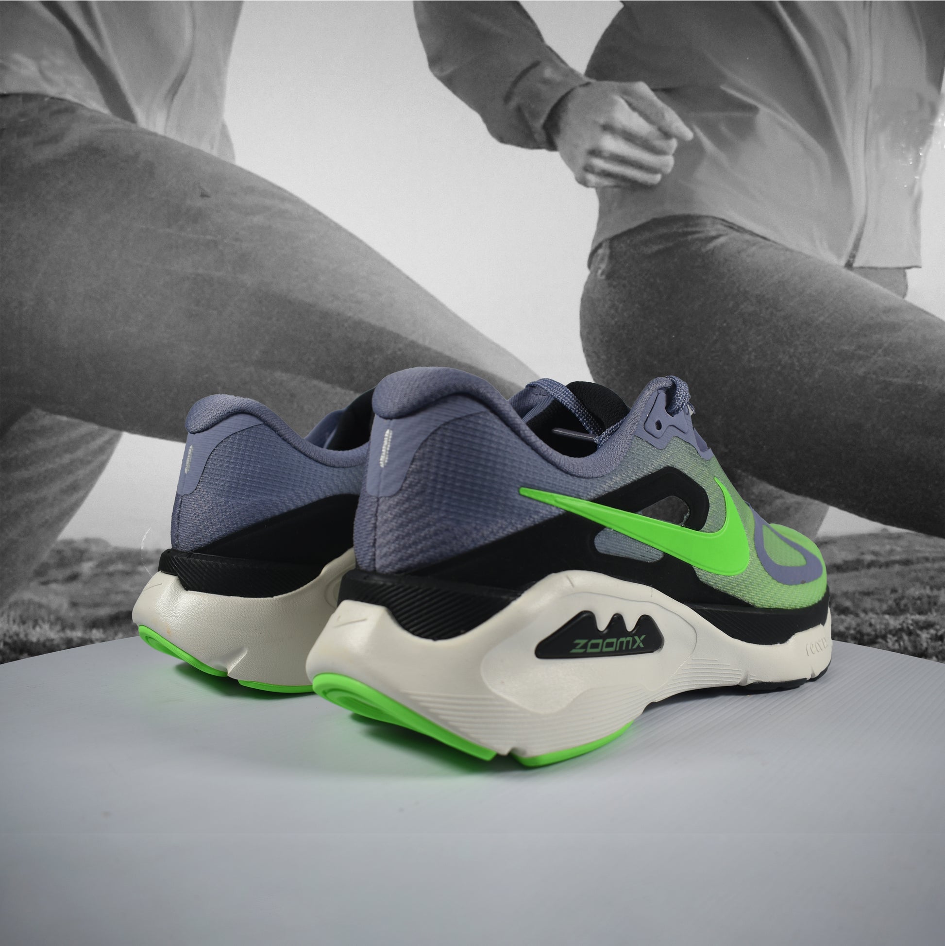 Nike Structure Plus Mens Road Running Shoes - Durban Runner 7.5 / Iron Purple/Voltage Green-Off Noir-Sail