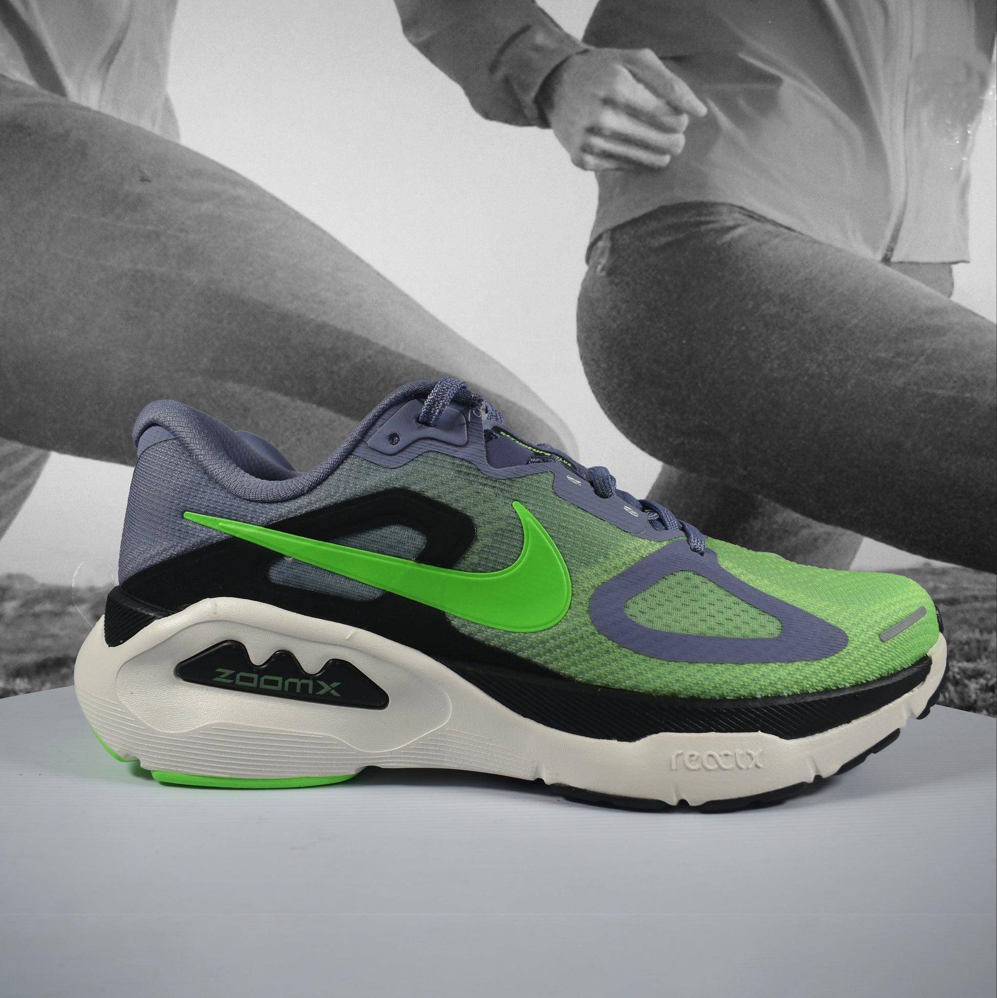 Nike Structure Plus Mens Road Running Shoes - Durban Runner 7.5 / Iron Purple/Voltage Green-Off Noir-Sail