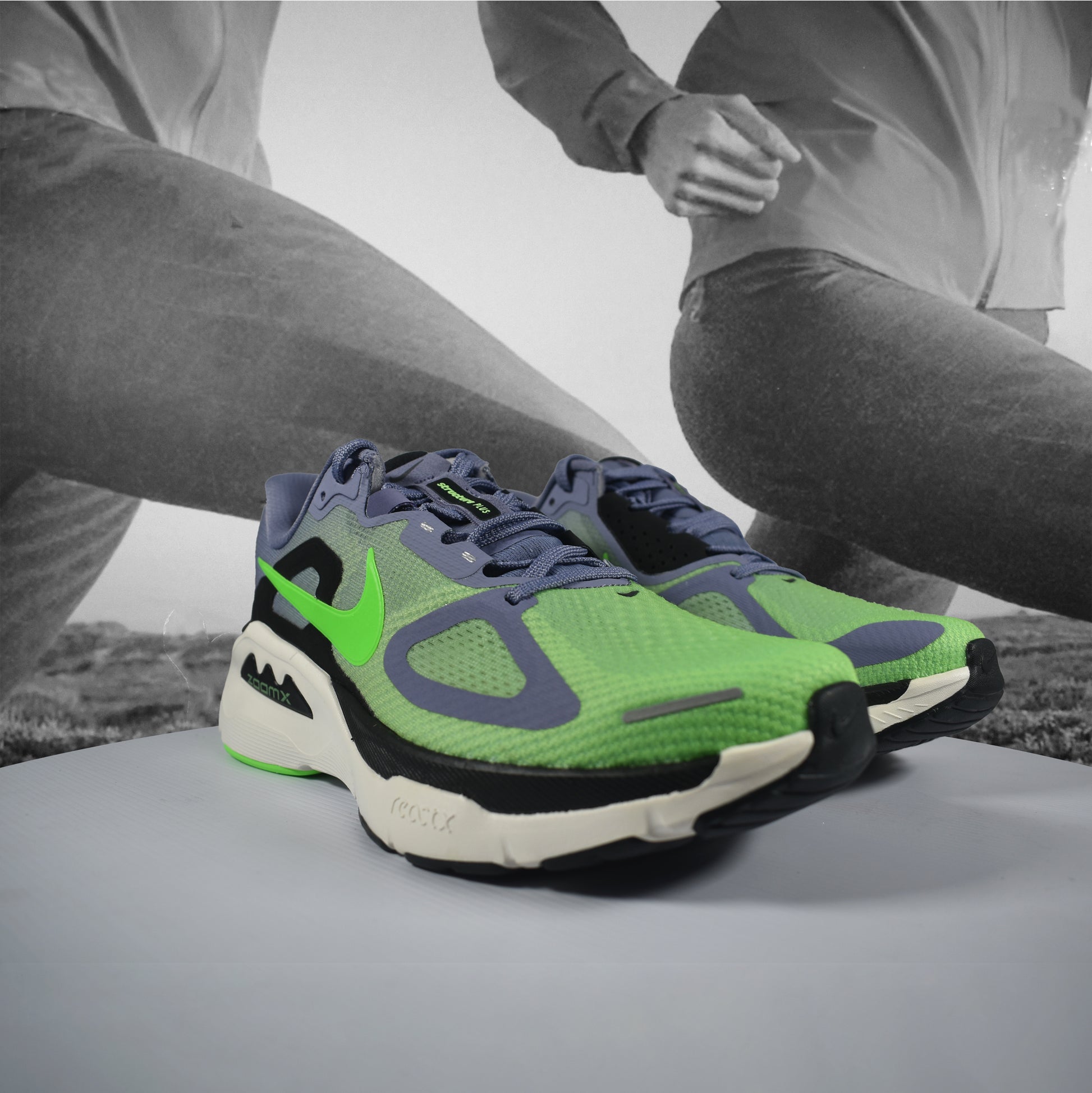 Nike Structure Plus Mens Road Running Shoes - Durban Runner 7.5 / Iron Purple/Voltage Green-Off Noir-Sail