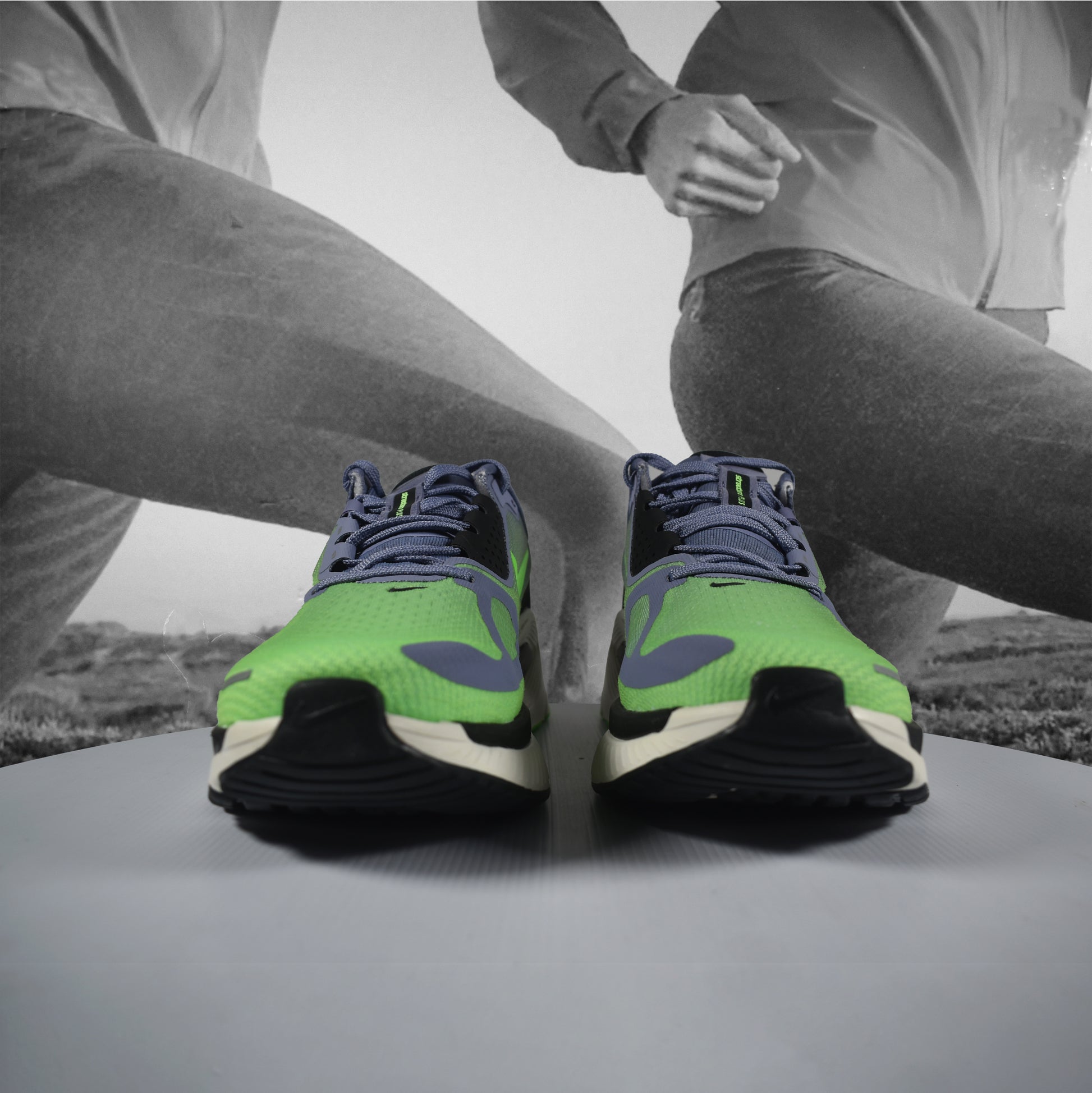 Nike Structure Plus Mens Road Running Shoes - Durban Runner 7.5 / Iron Purple/Voltage Green-Off Noir-Sail