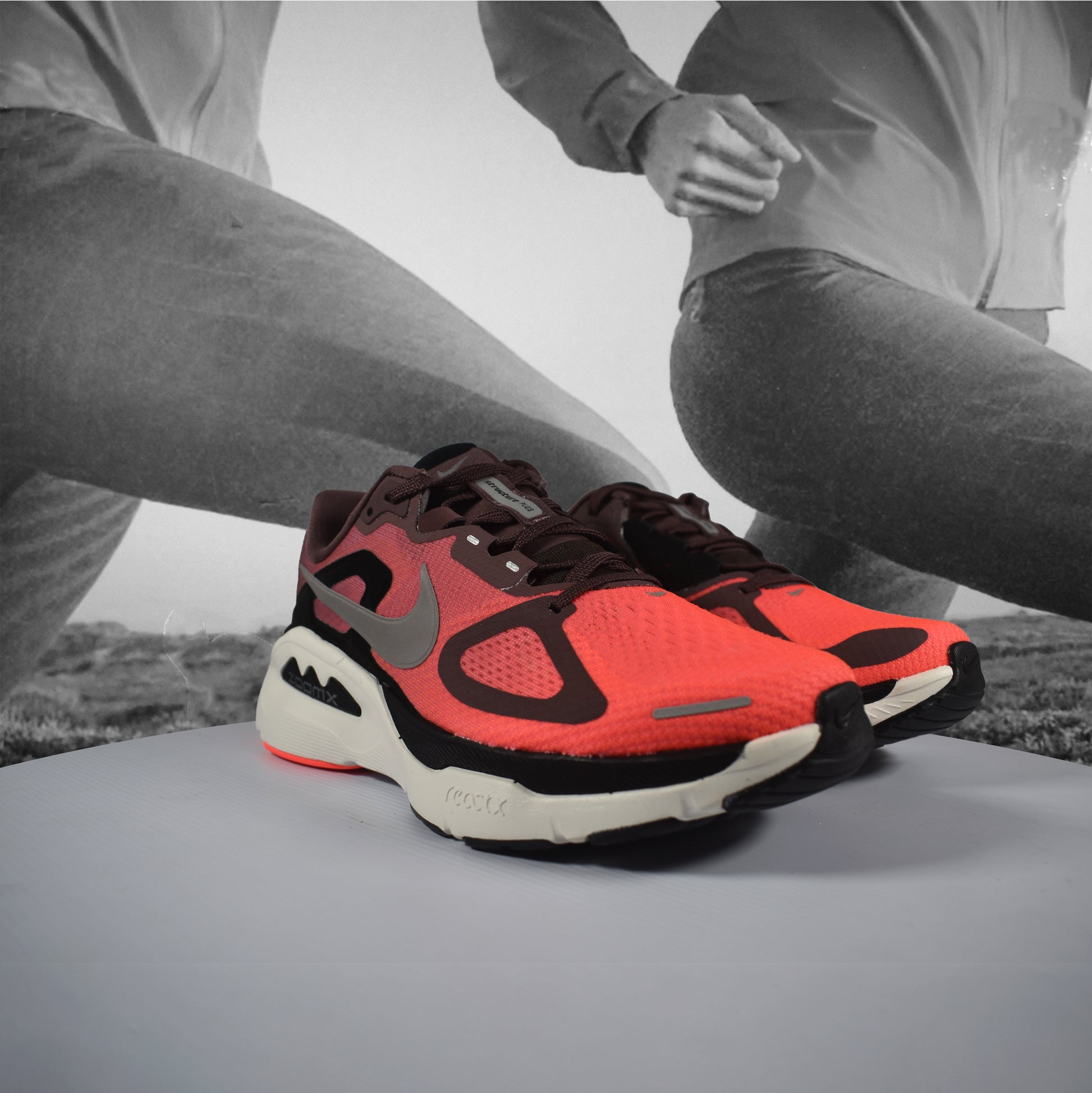 Nike Structure Plus Womens Running Shoes - Durban Runner 5.5 / Tattoo/Silver-Hot Lava-Black