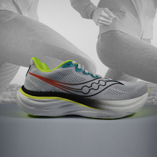 Saucony Ride 19 Mens Neutral Running Shoes - Durban Runner UK7.5 / WHITE/CITRON