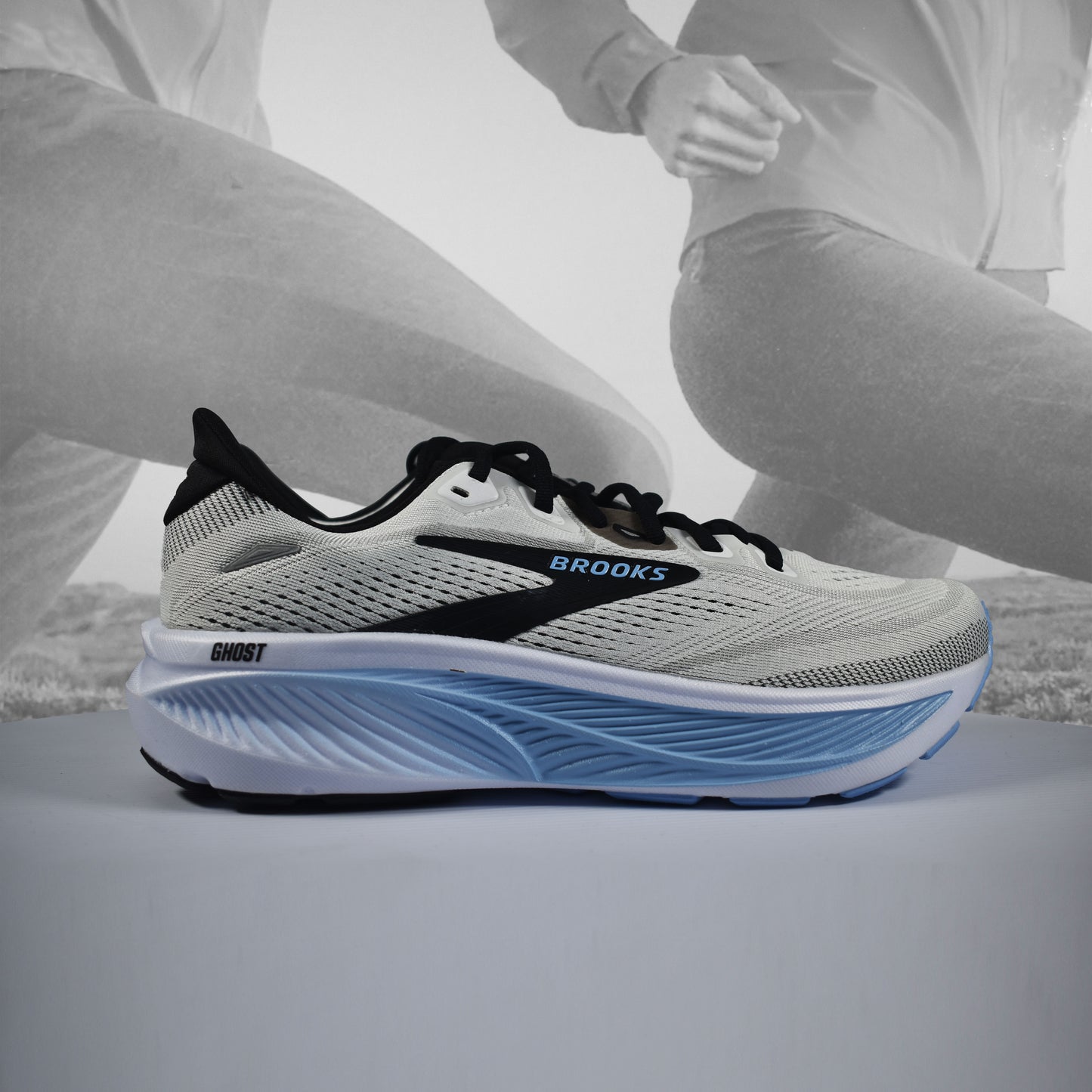 Brooks Ghost 18 Mens Neutral Running Shoes - Durban Runner UK7 / WHITE BLACK/OPENAIR