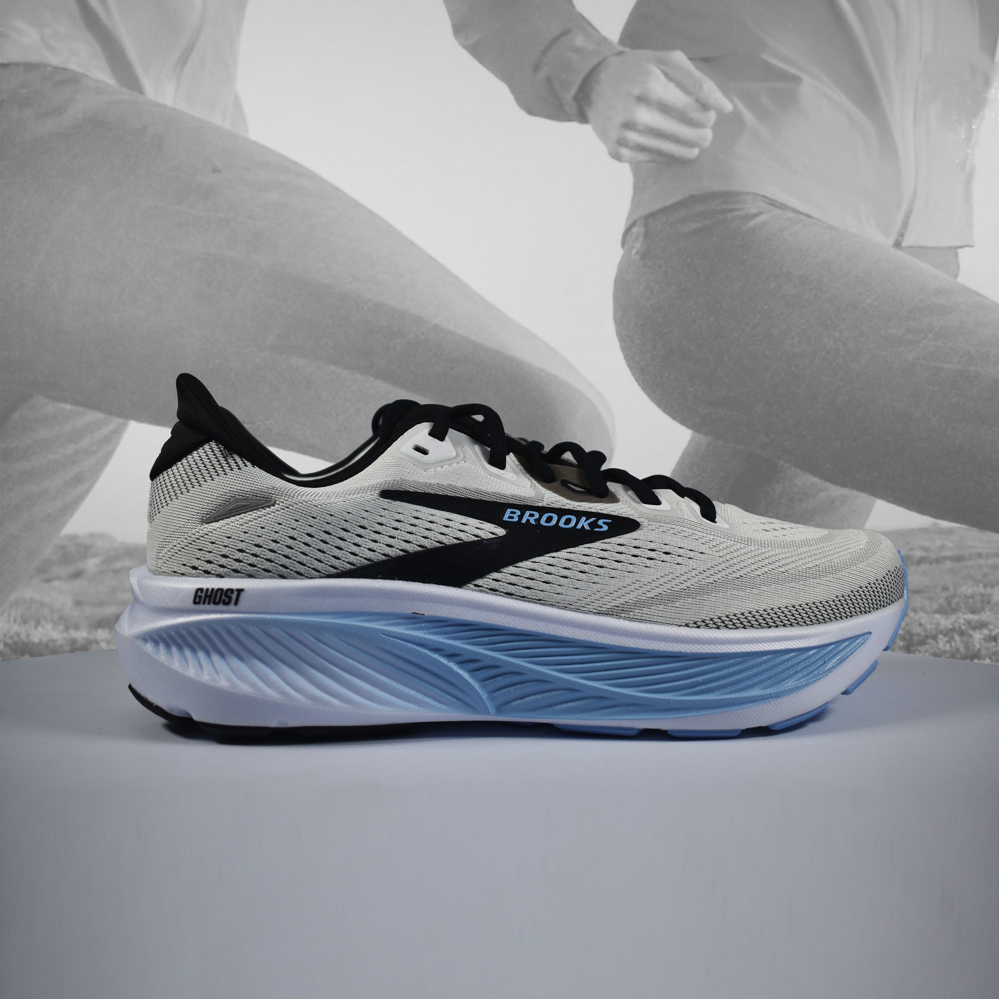 Brooks Ghost 18 Mens Neutral Running Shoes - Durban Runner UK7 / WHITE BLACK/OPENAIR