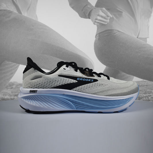 Brooks Ghost 18 Mens Neutral Running Shoes - Durban Runner UK7 / WHITE BLACK/OPENAIR