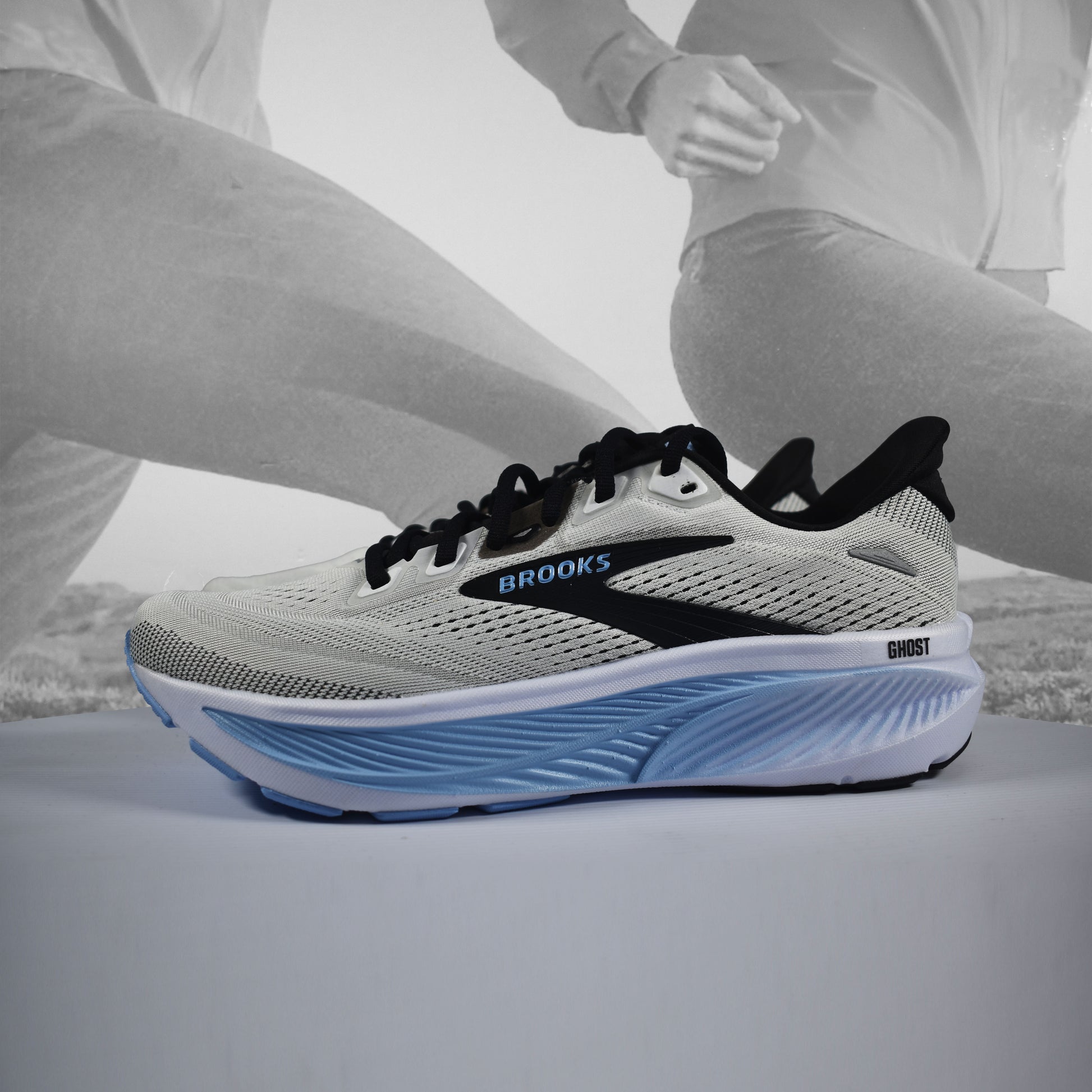 Brooks Ghost 18 Mens Neutral Running Shoes - Durban Runner UK7 / WHITE BLACK/OPENAIR