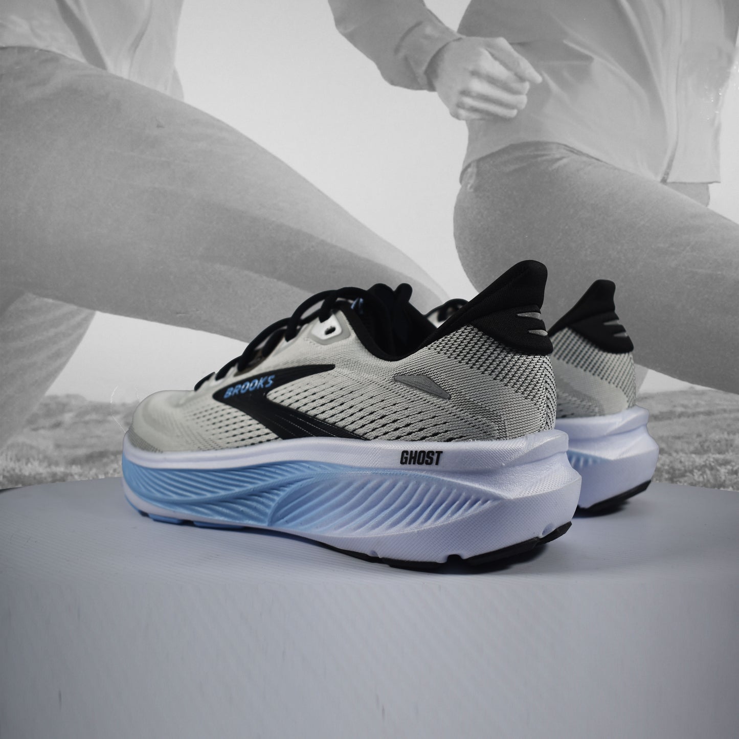 Brooks Ghost 18 Mens Neutral Running Shoes - Durban Runner UK7 / WHITE BLACK/OPENAIR