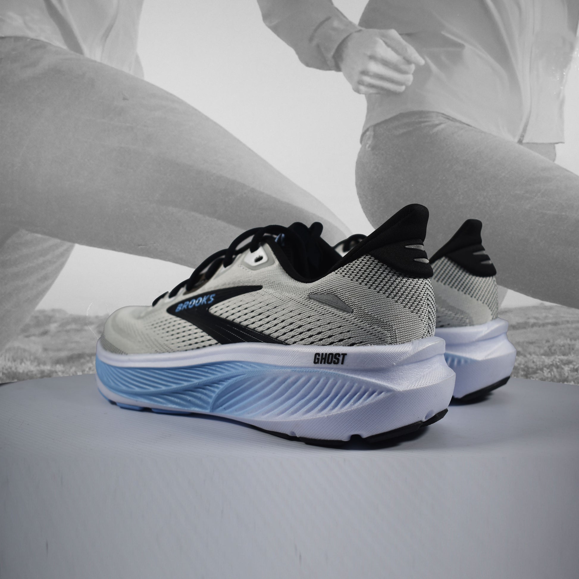 Brooks Ghost 18 Mens Neutral Running Shoes - Durban Runner UK7 / WHITE BLACK/OPENAIR