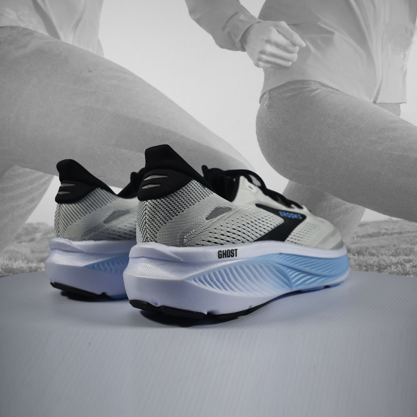 Brooks Ghost 18 Mens Neutral Running Shoes - Durban Runner UK7 / WHITE BLACK/OPENAIR