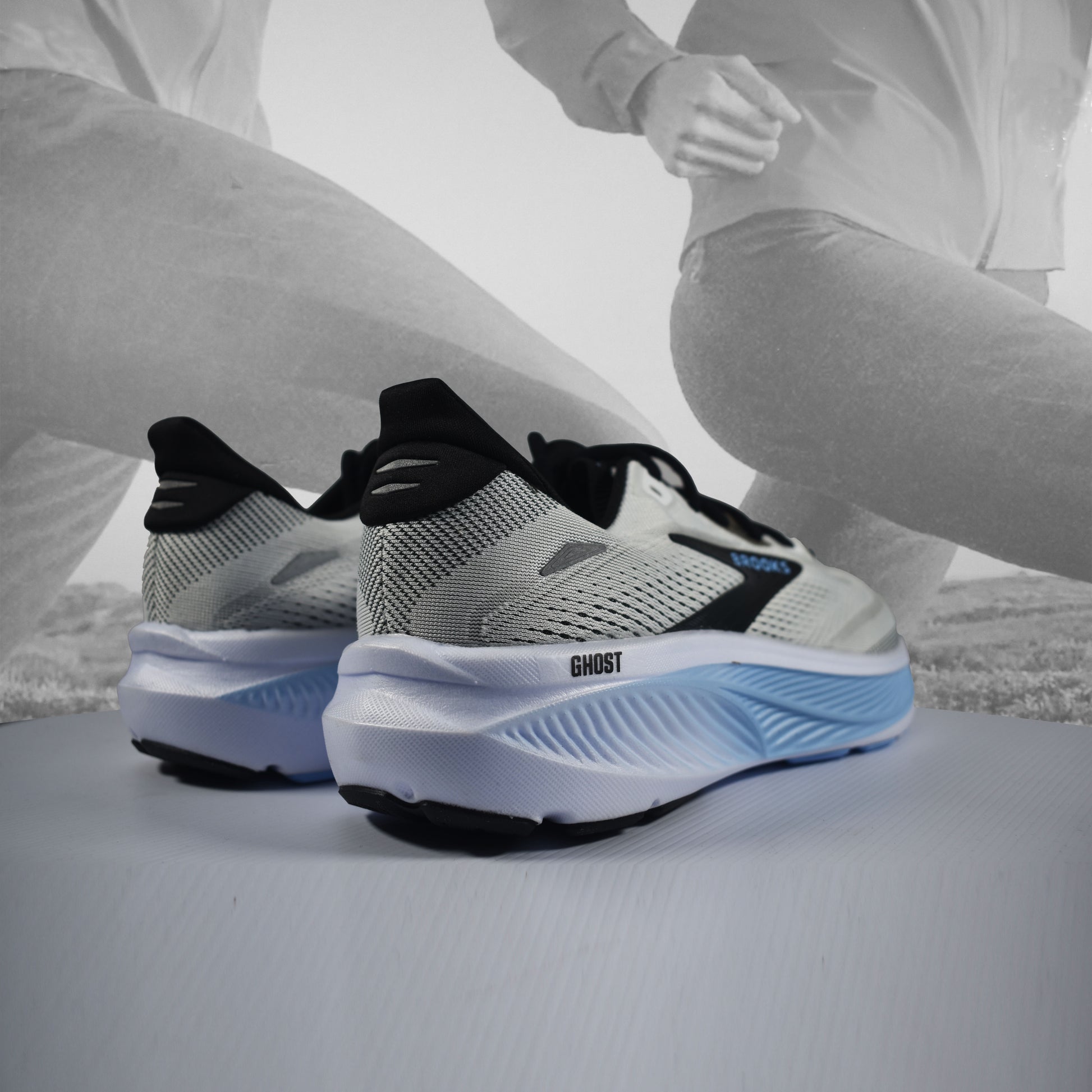 Brooks Ghost 18 Mens Neutral Running Shoes - Durban Runner UK7 / WHITE BLACK/OPENAIR