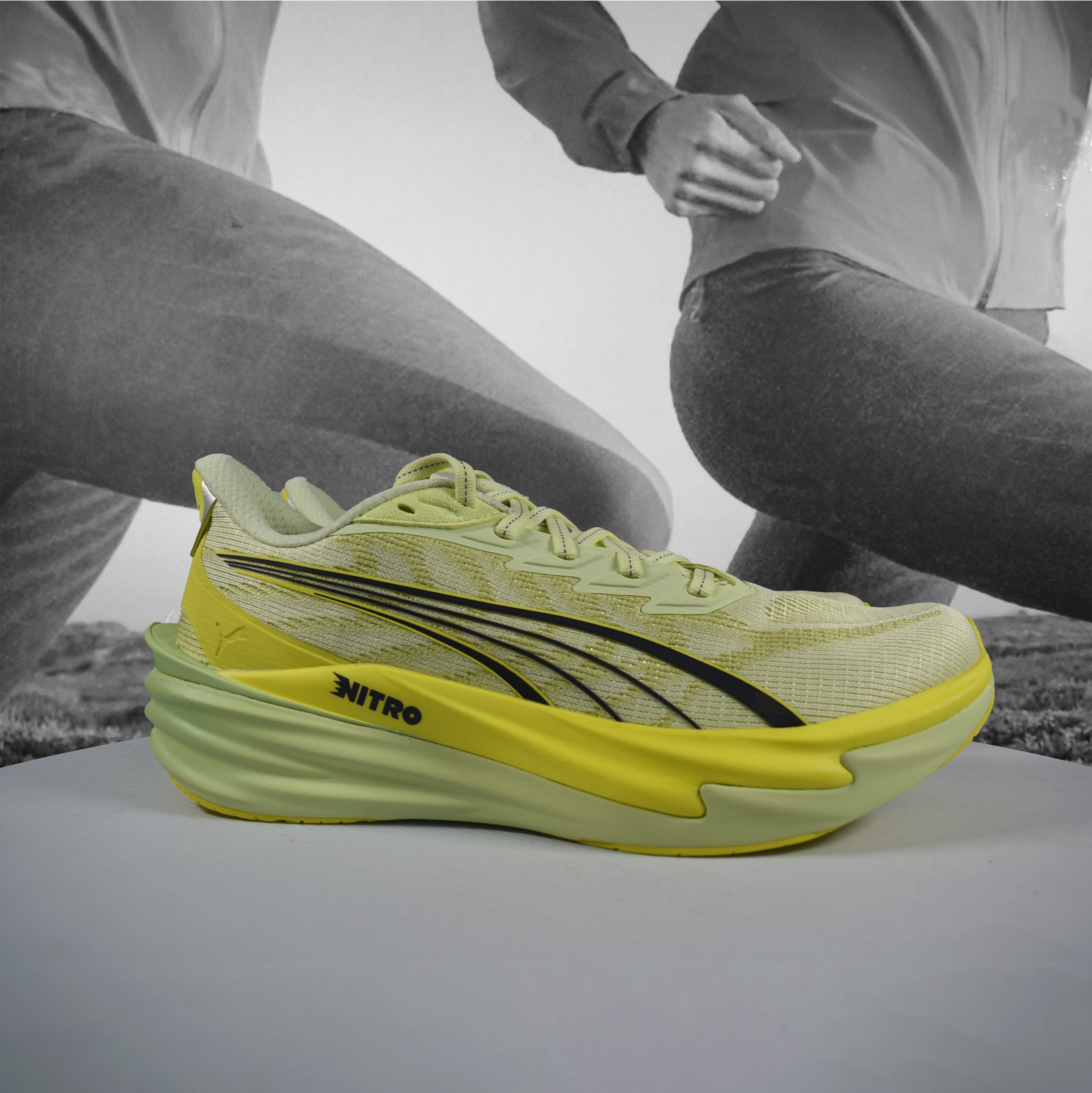 Puma Deviate NITRO 4 Mens Road Running - Durban Runner 7.5 / Apple Spritz-Lux Lime
