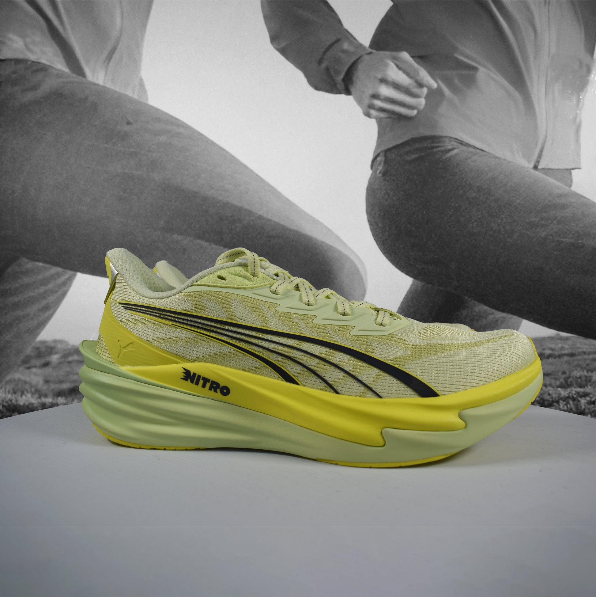 Puma Deviate NITRO 4 Mens Road Running - Durban Runner 7.5 / Apple Spritz-Lux Lime