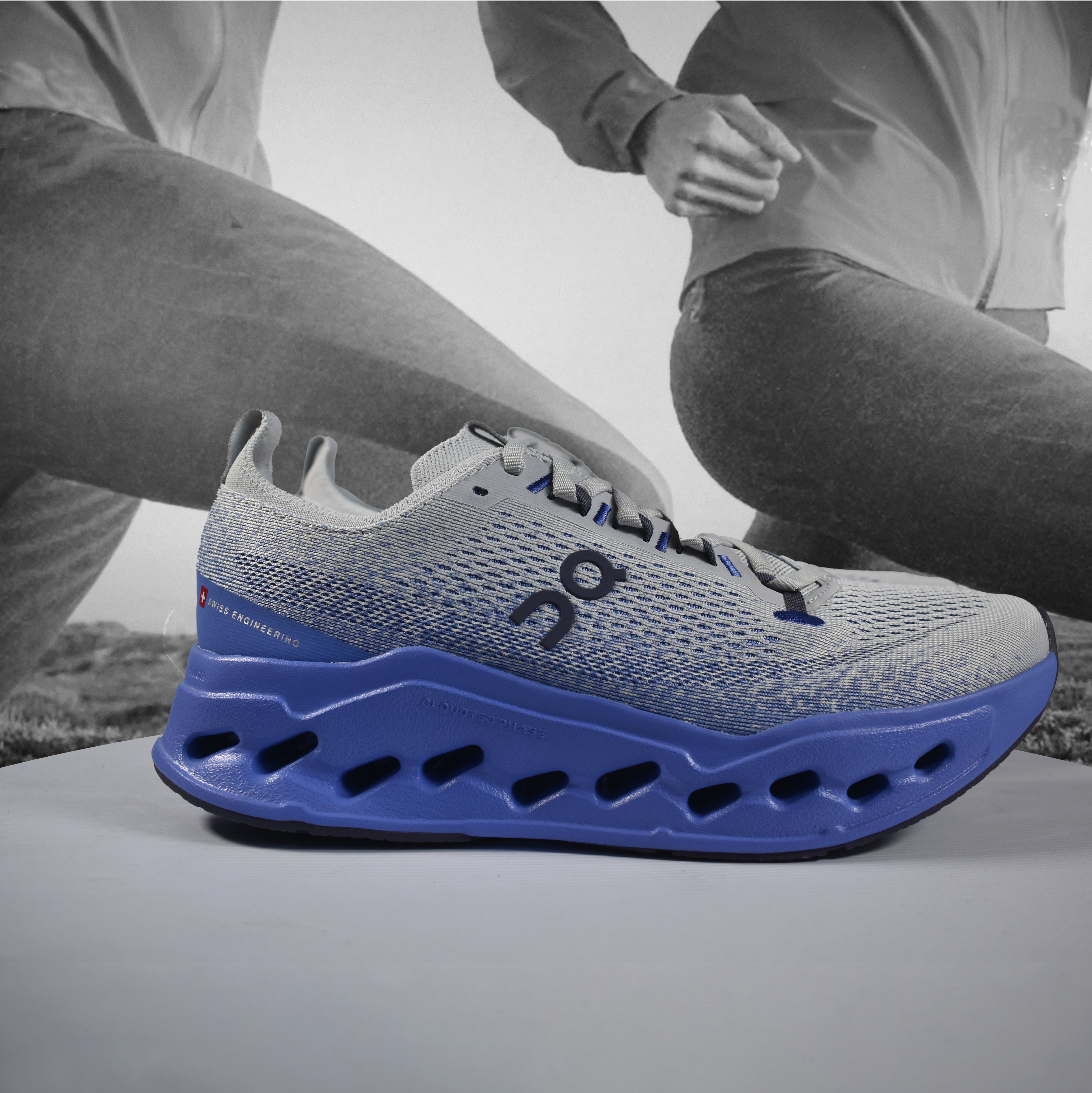 On Cloudsurfer Max Mens Road Running Shoes - Durban Runner 7.5 / Wolf - Sailor