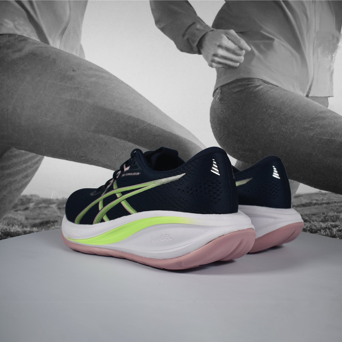 Asics GEL-CUMULUS 28 Womens Running Shoe - Durban Runner 5 / MIDNIGHT/ILLUMINATE GREEN