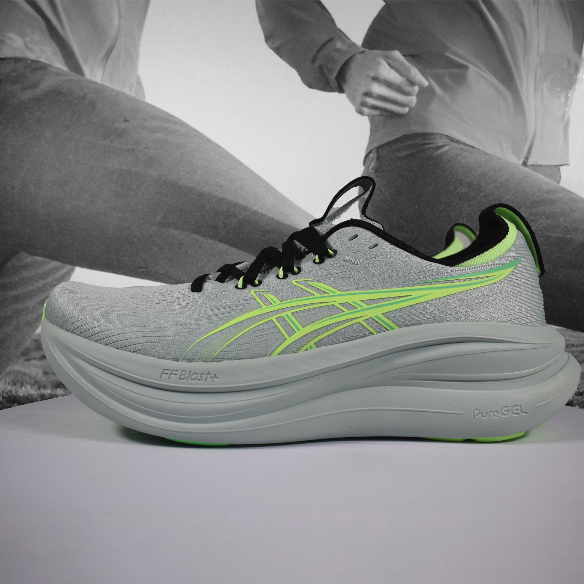 Asics GEL-NIMBUS 28 Mens Running Shoes - Durban Runner 7.5 / COLD MOSS/ILLUMINATE GREEN