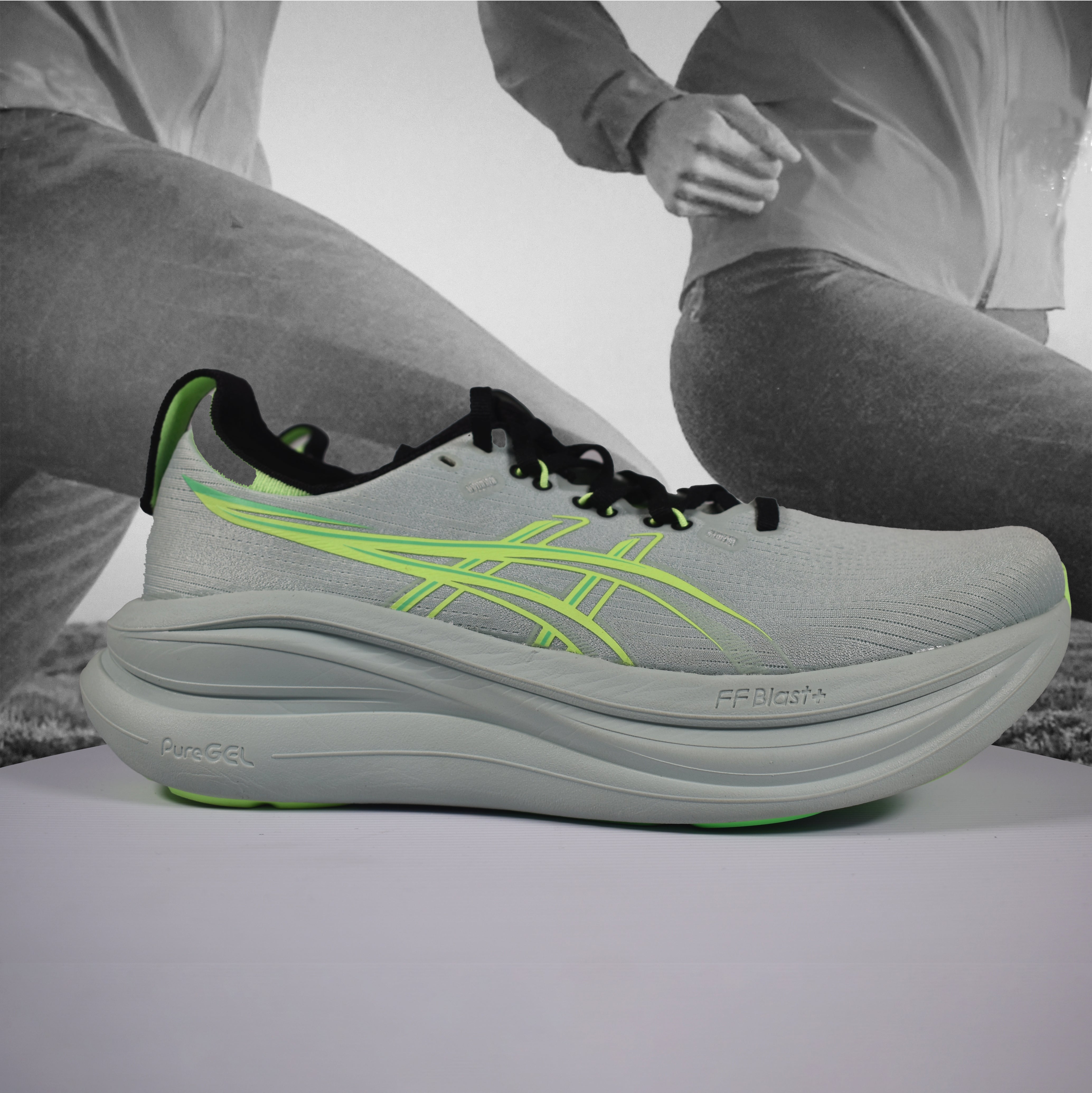 Asics GEL-NIMBUS 28 Mens Running Shoes - Durban Runner 7.5 / COLD MOSS/ILLUMINATE GREEN