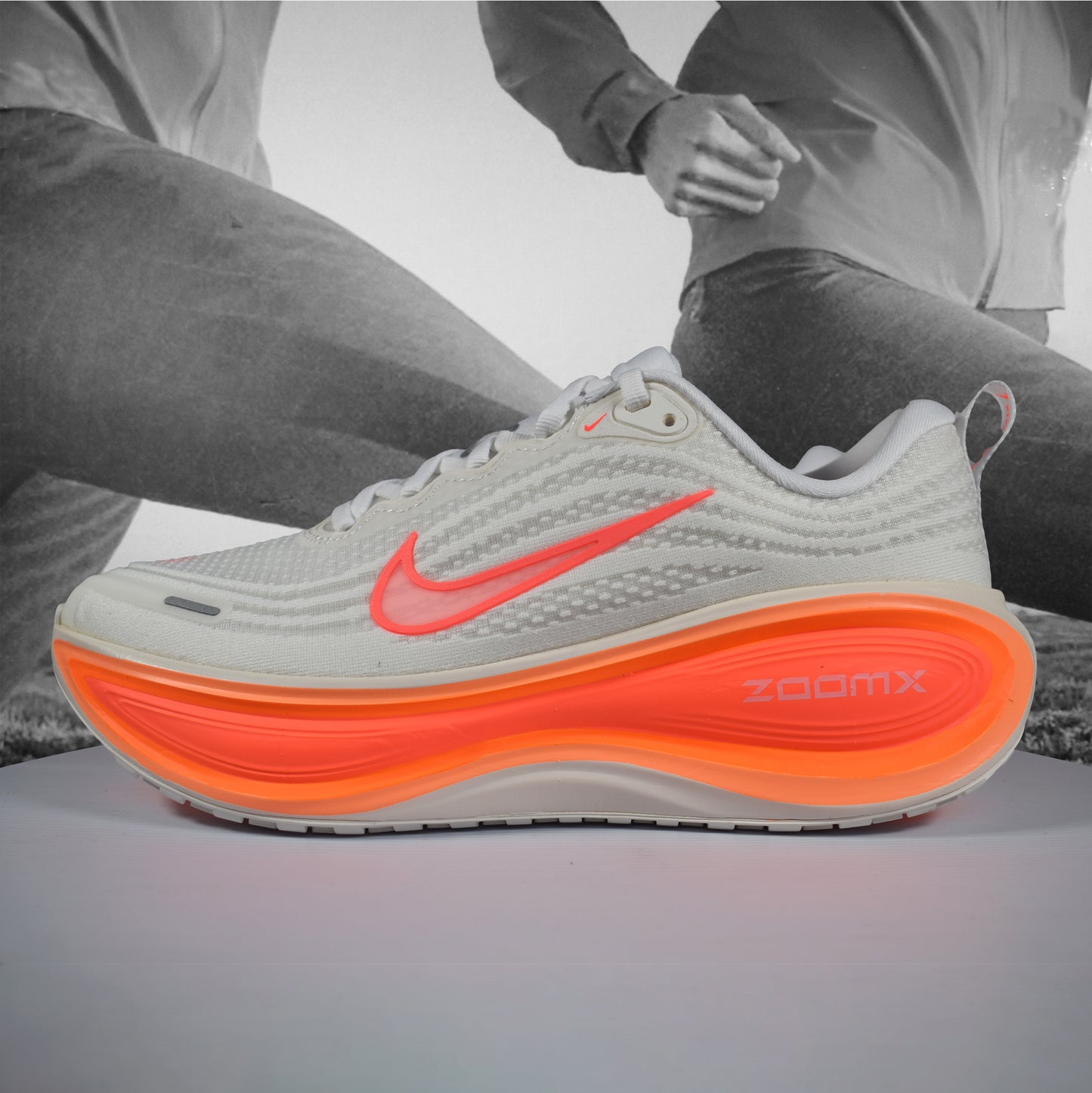 Nike Vomero Plus Womens Road Running Shoes - Durban Runner 5.5 / Sail/Hot Lava-White-Orange Pulse