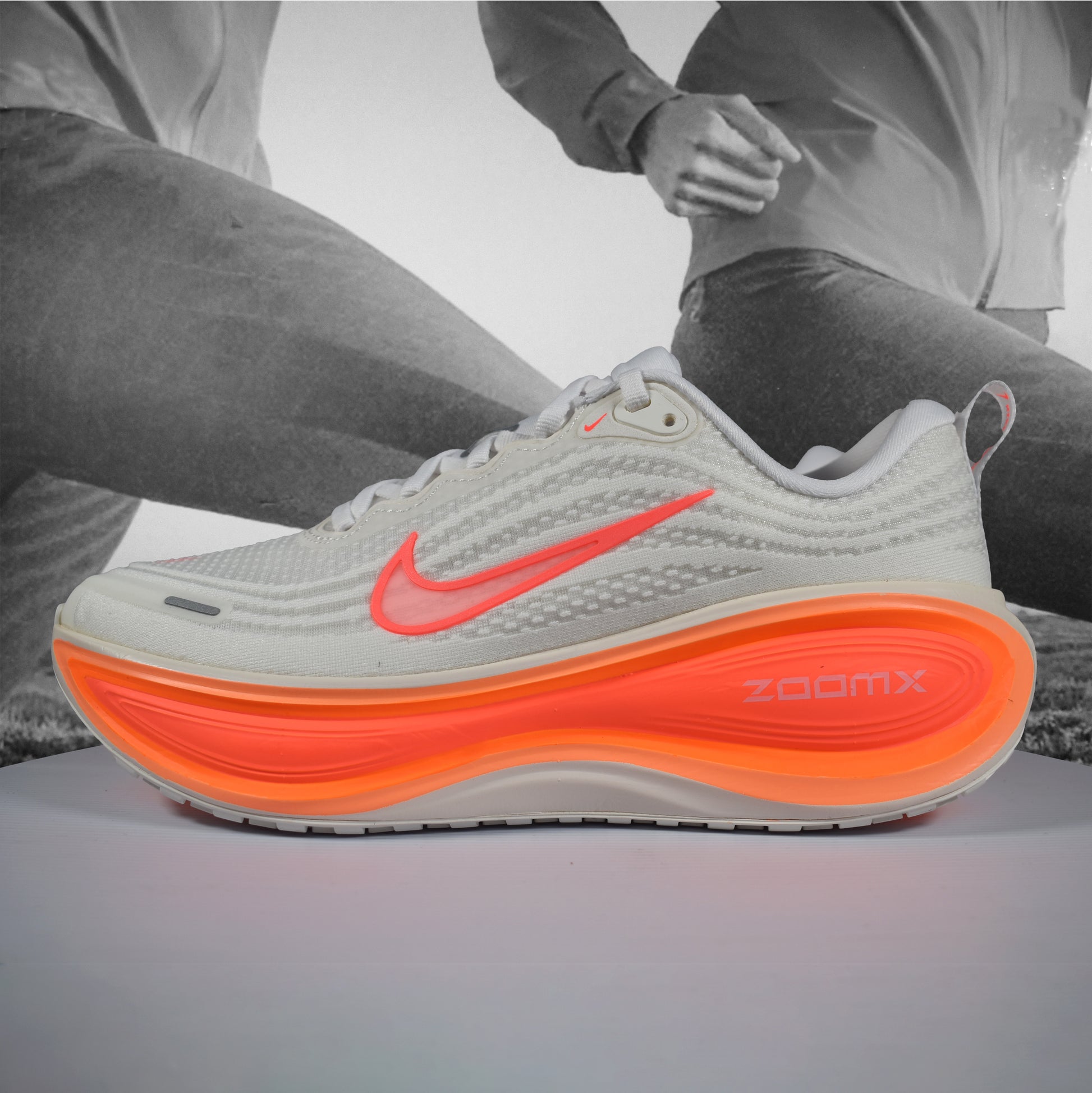 Nike Vomero Plus Womens Road Running Shoes - Durban Runner 5.5 / Sail/Hot Lava-White-Orange Pulse